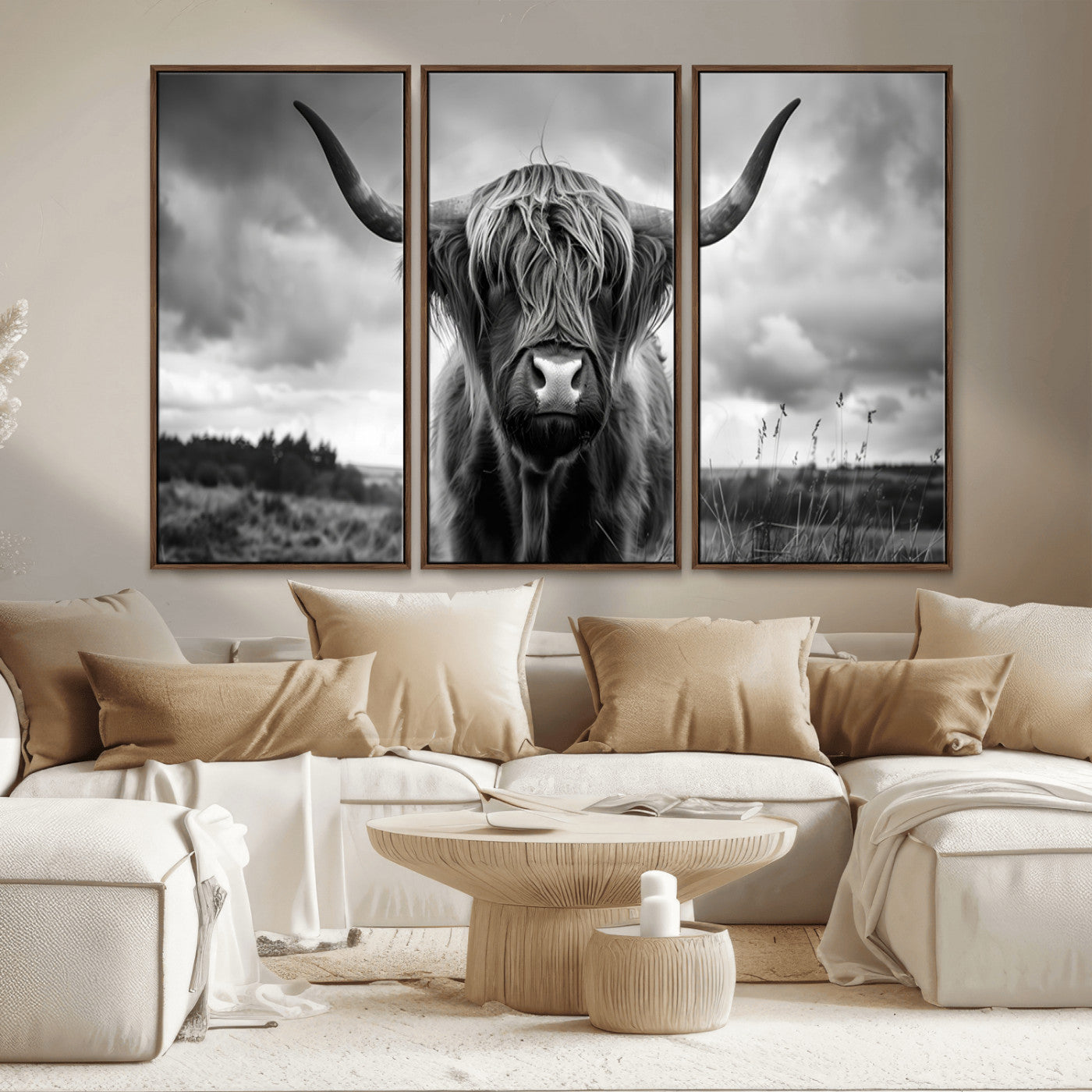 -Scottish Cow Wall Art Canvas Print | Longhorn Wall Art | Bighorn Animal Wall Art