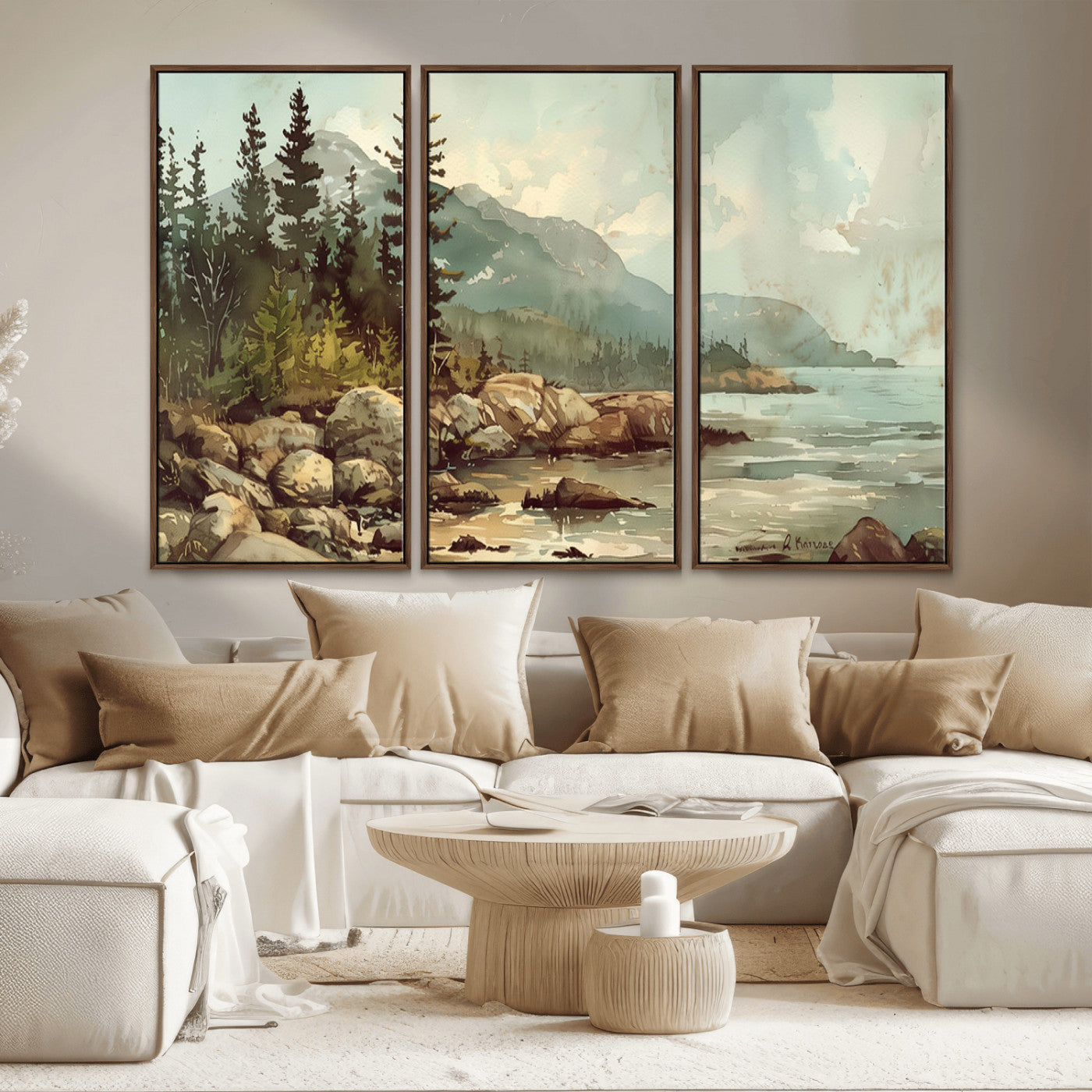 MGV-FC-48X32-3P - Abstract Acadia National Park Wall Art Canvas Print - Stunning 3-Panel Wall Art Canvas Print, Framed, Ready to Hang
