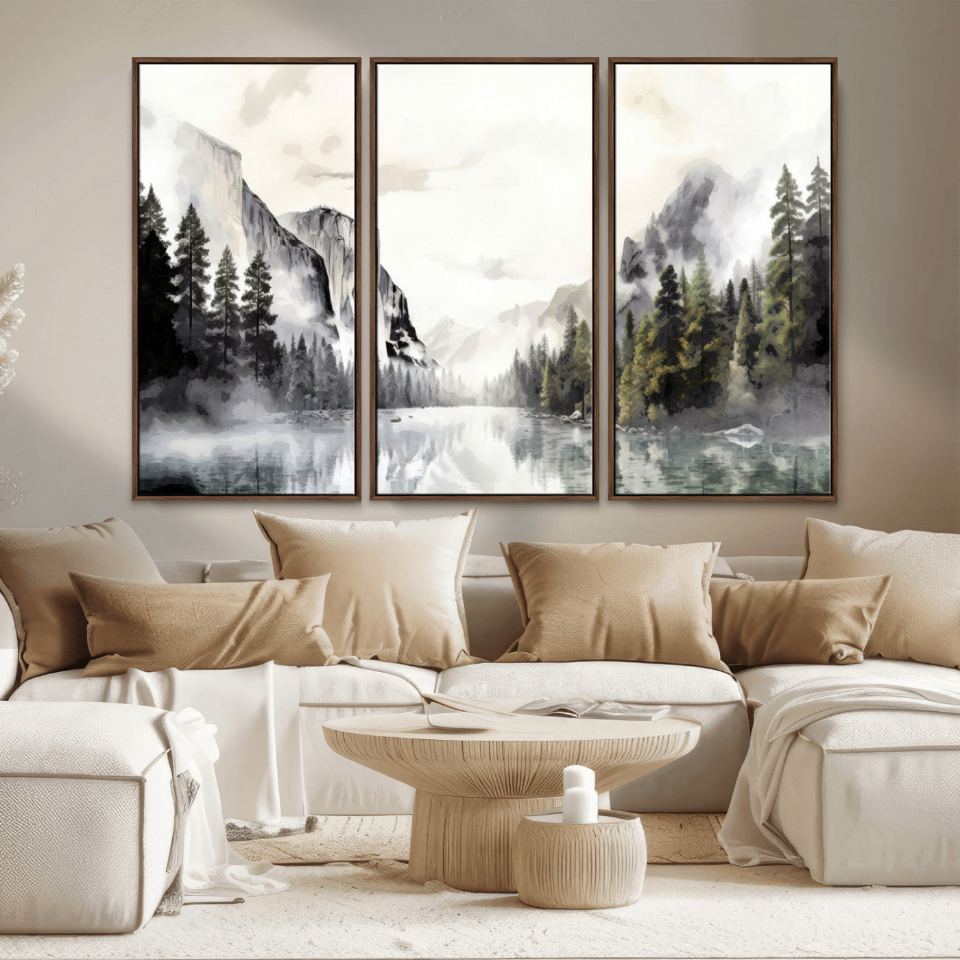MGV-FC-48X32-3P - Yosemite Valley Wall Art Canvas Print – Framed and Ready to Hang – Majestic Nature Landscape Décor