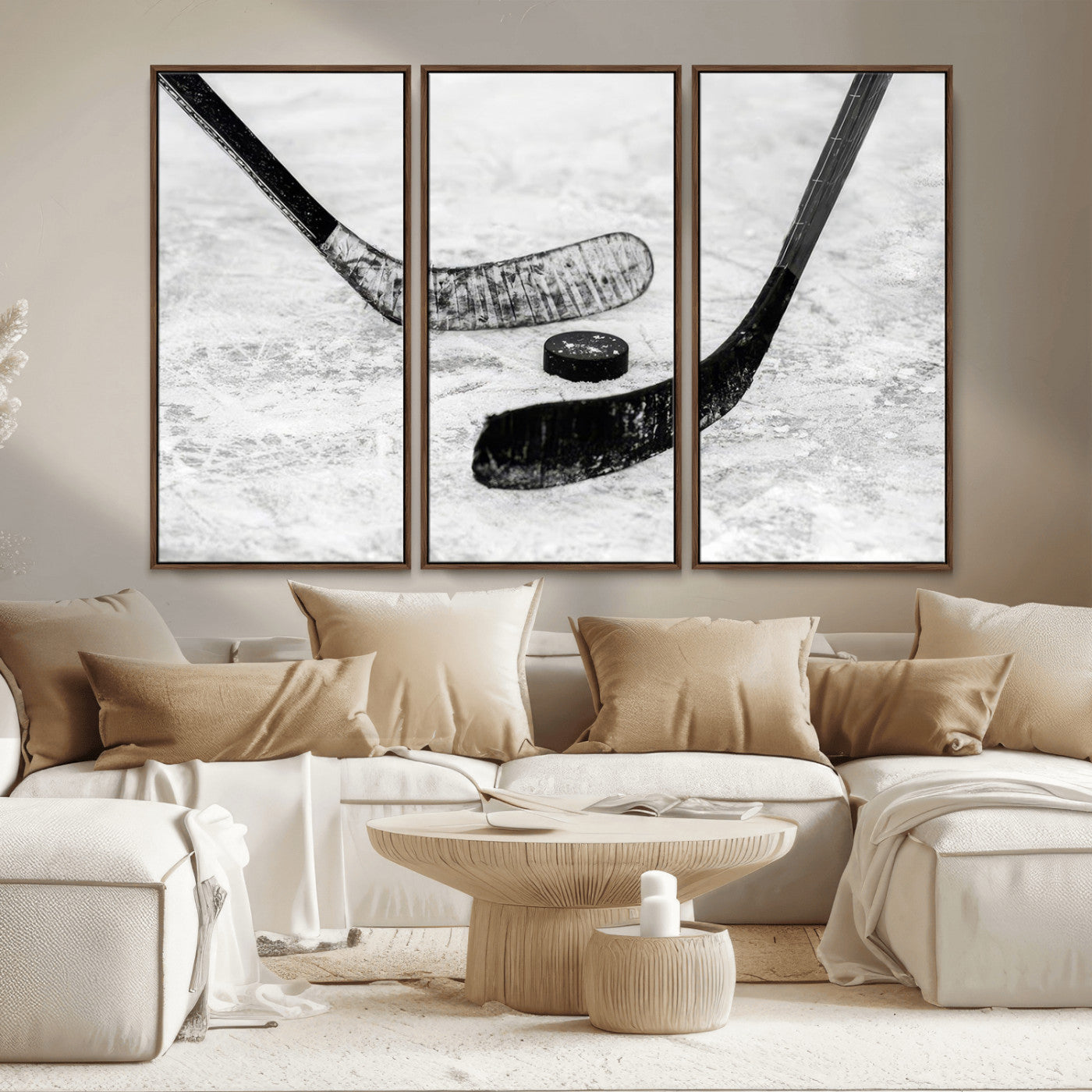 MGV-FC-48X32-3P - Winter Ice Hockey Sport Canvas Wall Art Print - Hockey Wall Art Print