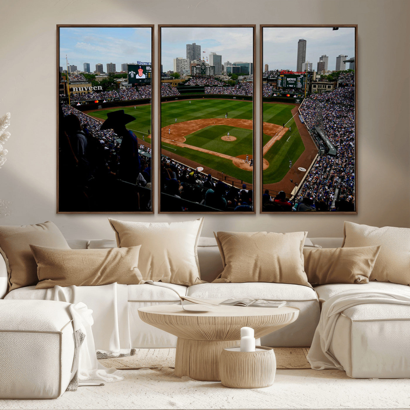 MGV-FC-48X32-3P - Chicago Cubs Baseball Team Print - Wrigley Field Stadium Wall Art Canvas Print