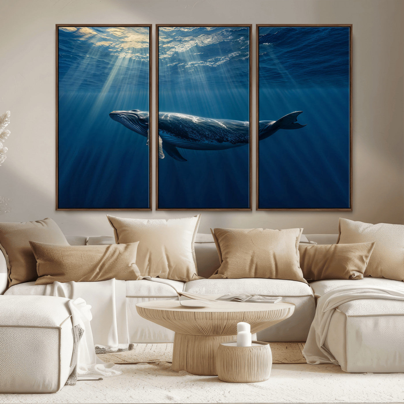 -Whale under Ocean Wall Art Canvas Print