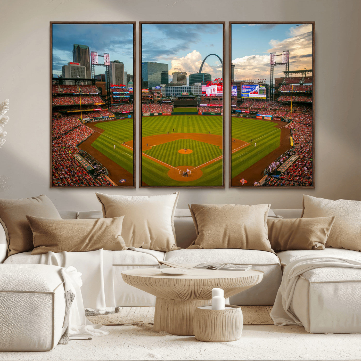 MGV-FC-48X32-3P - Busch Stadium Wall Art Print | St. Louis Cardinals Baseball Stadium Canvas Print | Framed Sports Decor for Living Room, Man Cave Decor