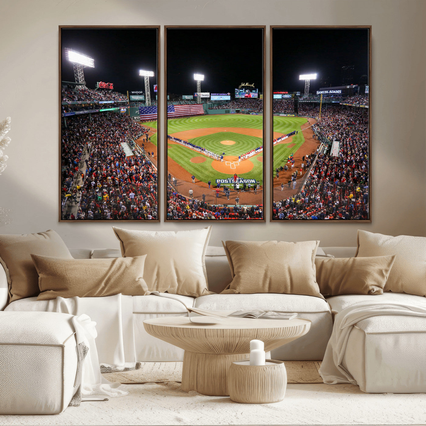 MGV-FC-48X32-3P - Fenway Park Wall Art Canvas Print | Large Baseball Stadium Canvas Print for Boston Red Sox Fans | Framed Ready-to-Hang Boston Sports Decor Artwork