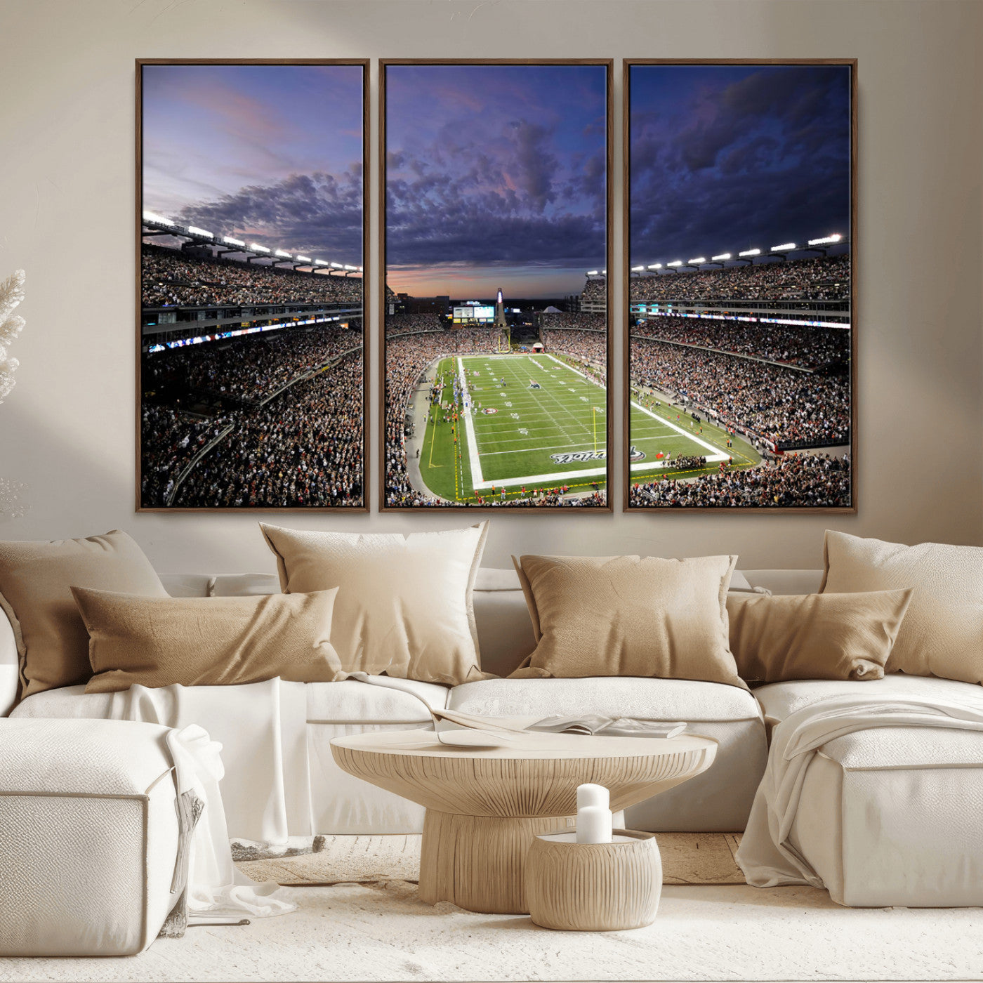 MGV-FC-48X32-3P - New England Patriots Football Team Print - Foxborough Gillette Stadium Wall Art Canvas Print