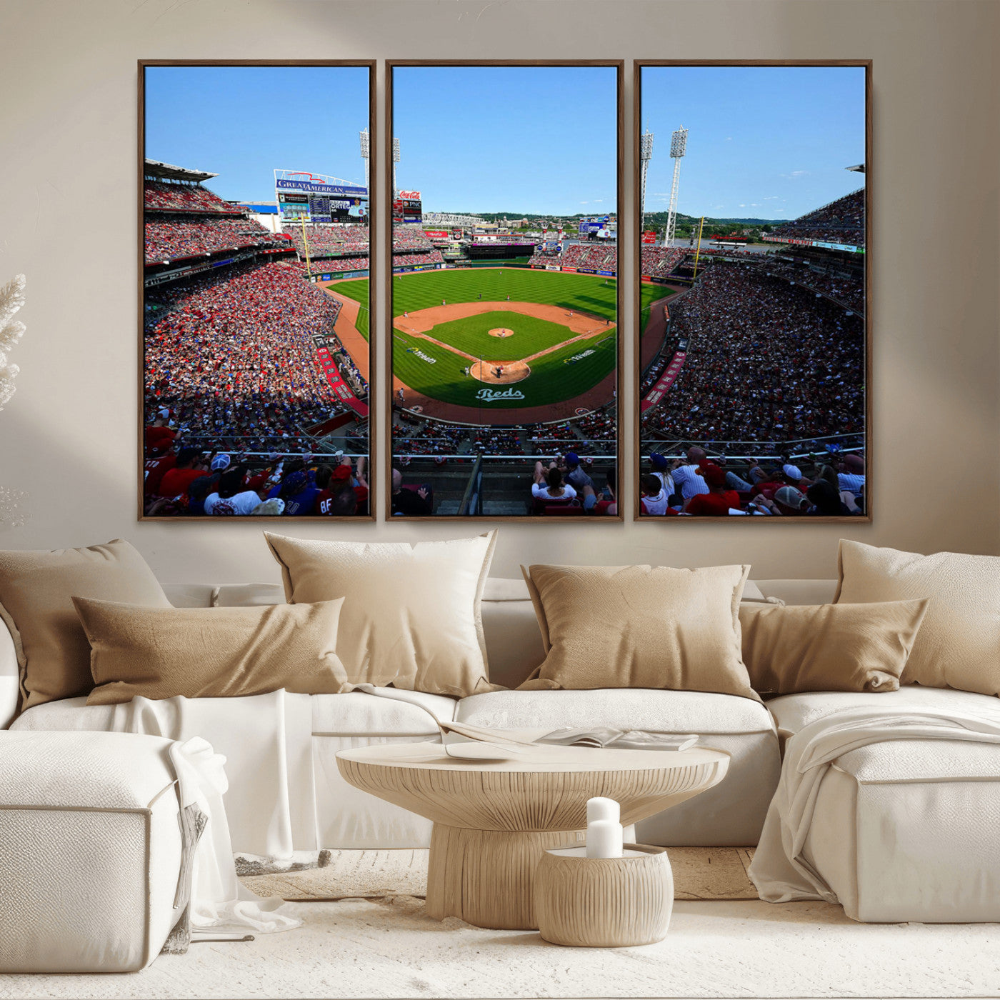 MGV-FC-48X32-3P - Cincinnati Reds Baseball Team Print - Great American Ball Park Stadium Wall Art Canvas Print