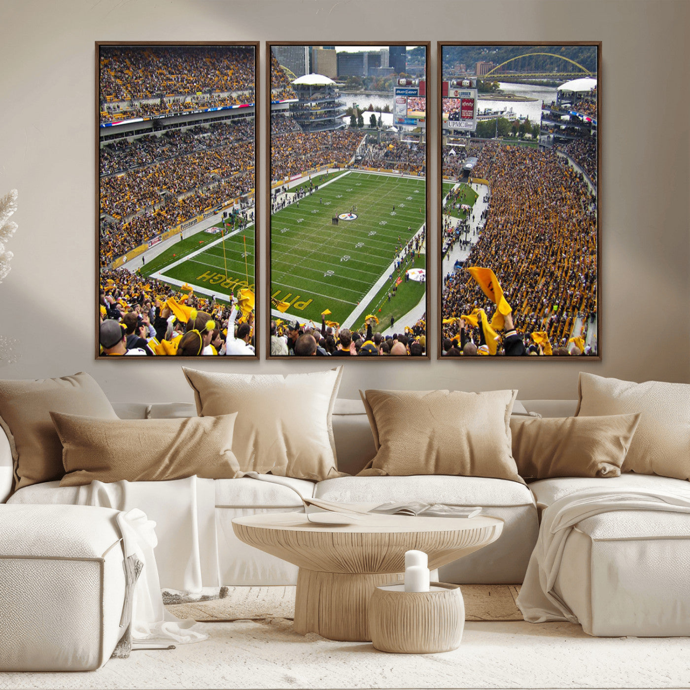MGV-FC-48X32-3P - Pittsburgh Steelers Football Team Print - Pittsburgh Heinz Field Stadium Wall Art Canvas Print
