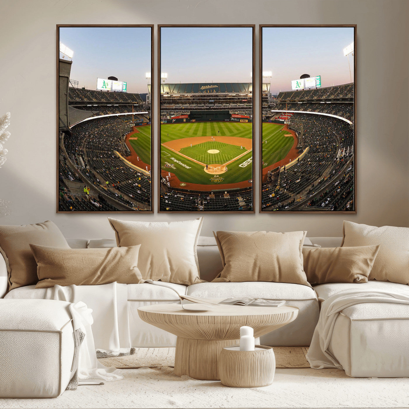 -Oakland Athletics Baseball Team Print - RingCentral Coliseum Stadium Wall Art Canvas Print
