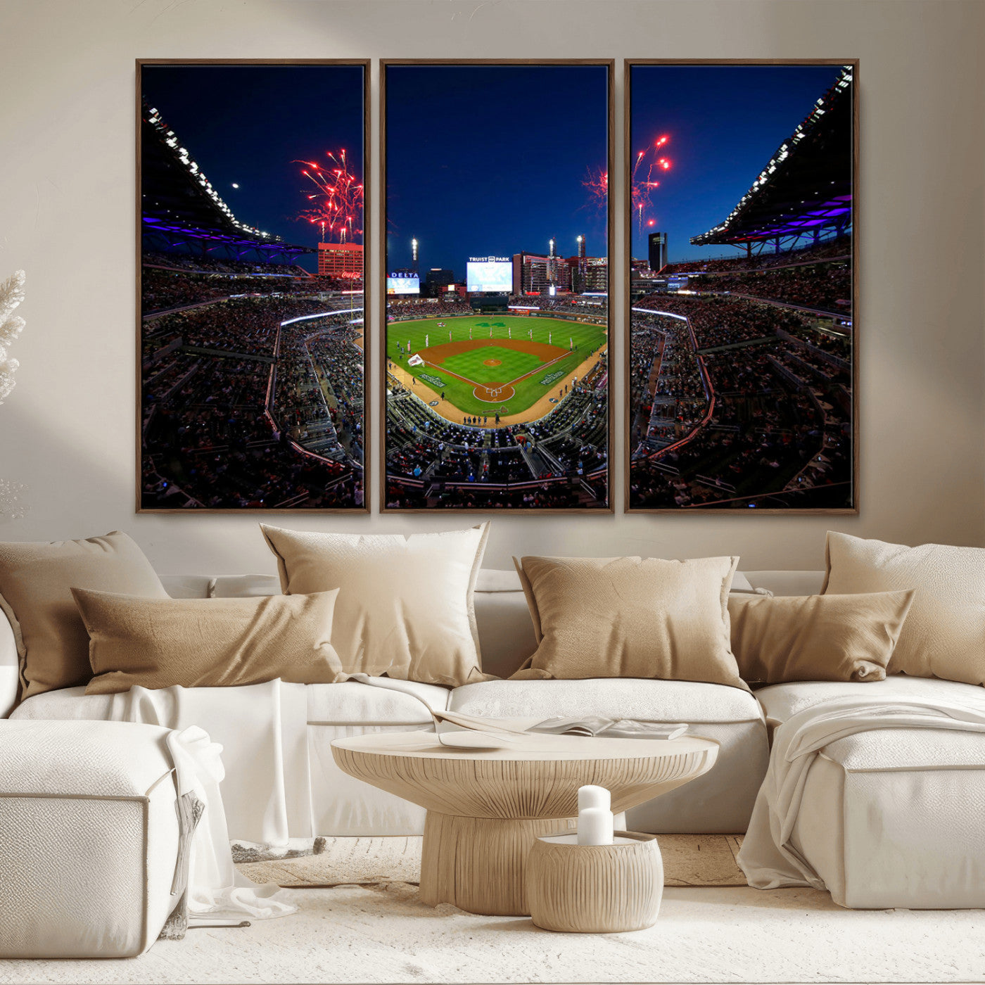 MGV-FC-48X32-3P - Truist Park Atlanta Braves Baseball Stadium Wall Art Print | Large 3-Panel Canvas Print for Sports