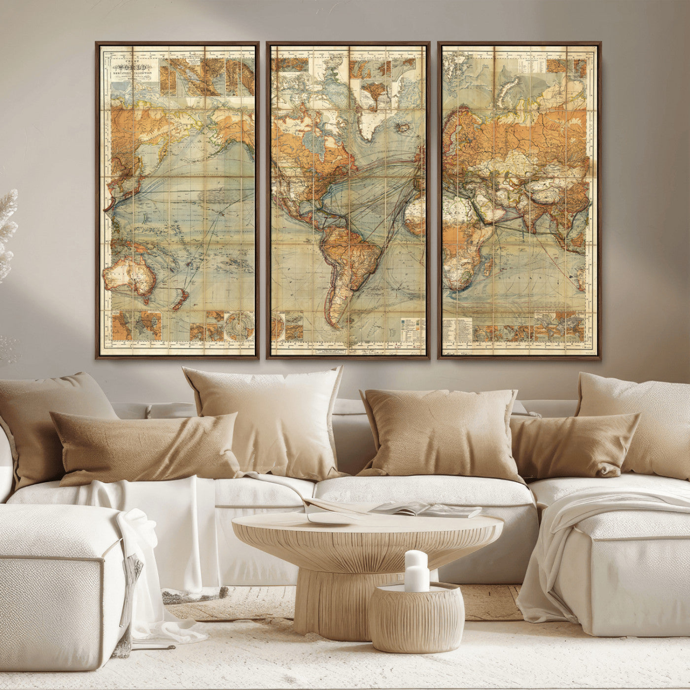MGV-FC-48X32-3P - Push Pin World Map Canvas Print – Framed Wall Art for Couples to Track Their Travels – Anniversary