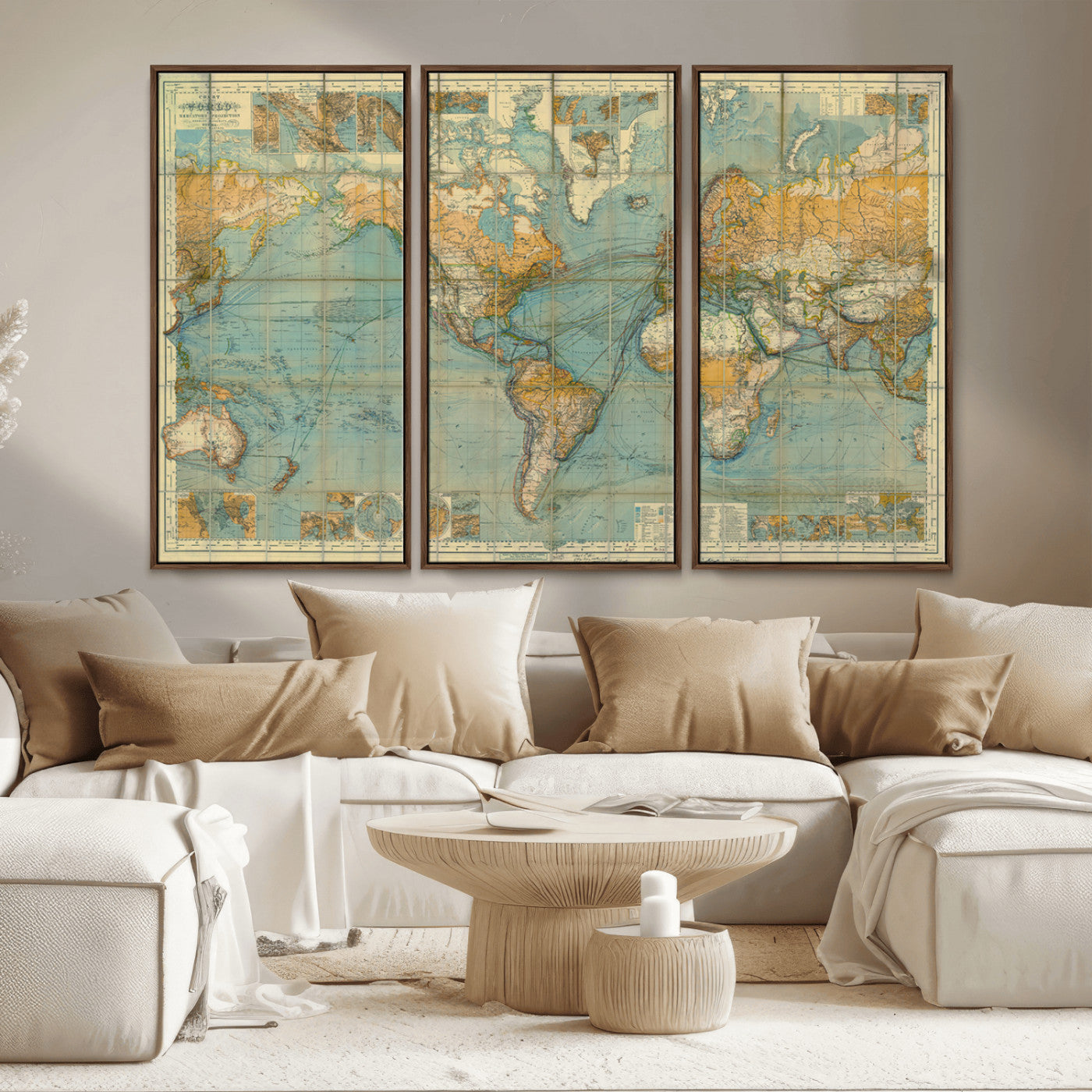 MGV-FC-48X32-3P - Push Pin World Map Canvas Print – Framed Wall Art for Couples to Track Their Travels – Anniversary