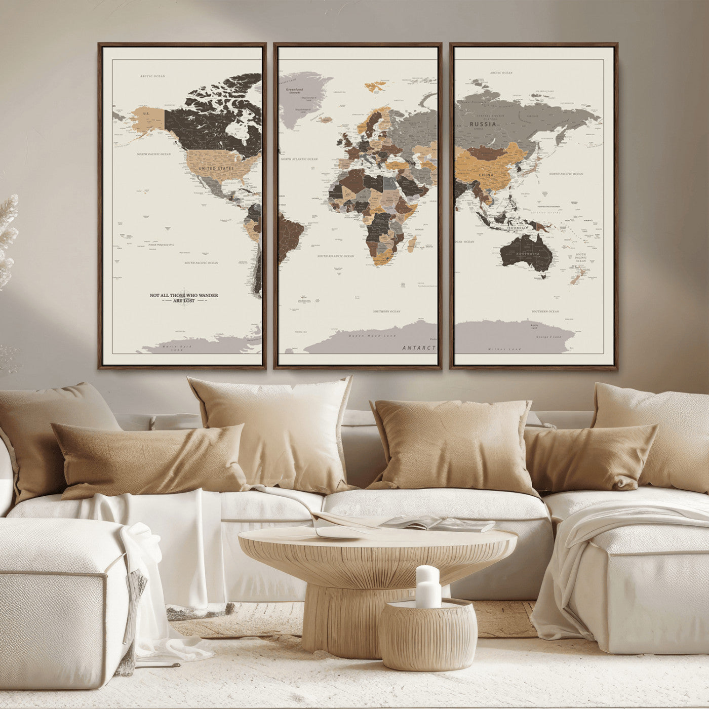 MGV-FC-48X32-3P - Push Pin World Map Canvas Print – Framed Wall Art for Couples to Track Their Travels – Anniversary