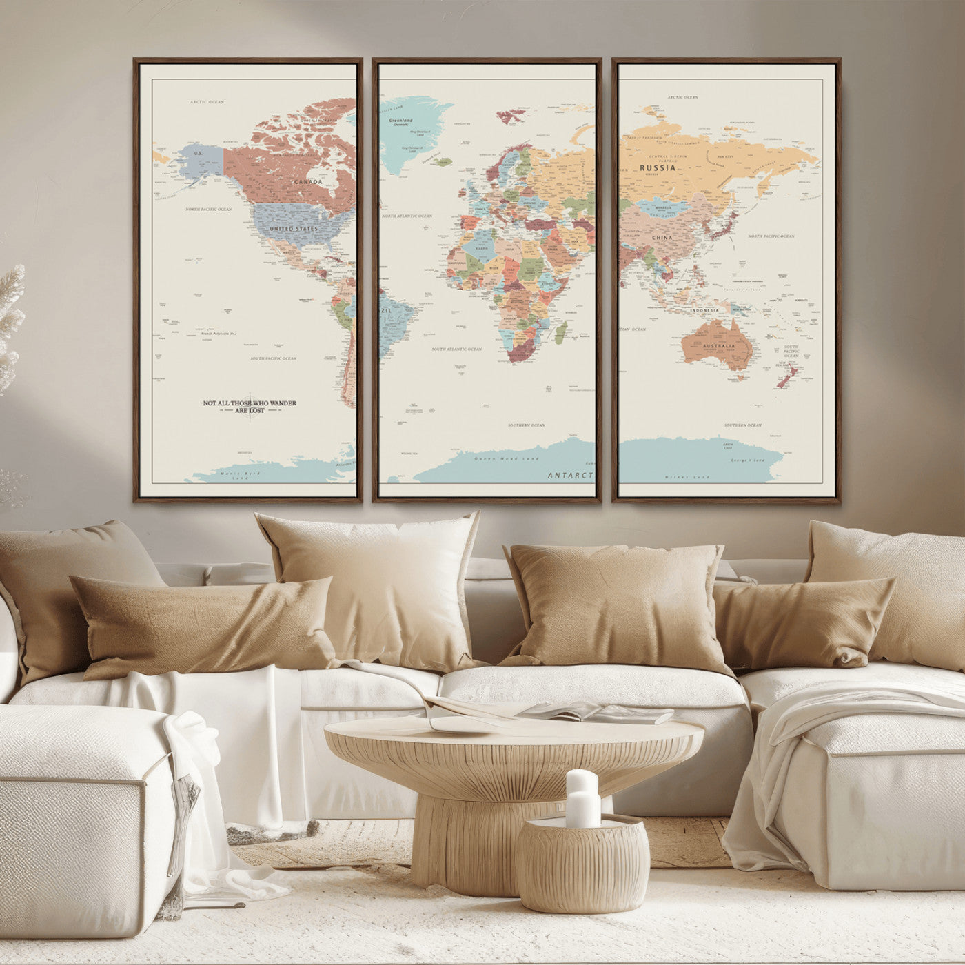 MGV-FC-48X32-3P - Push Pin World Map Canvas Print – Framed Wall Art for Couples to Track Their Travels – Anniversary