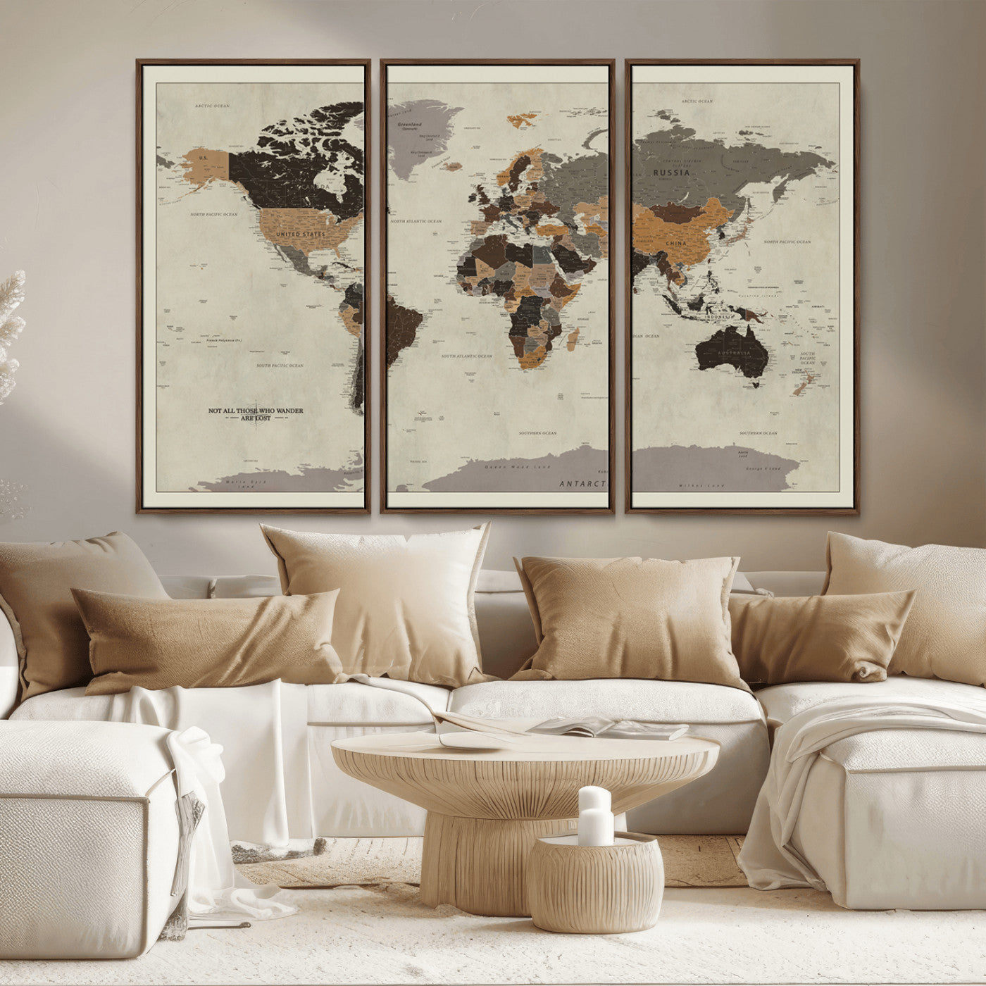 MGV-FC-48X32-3P - Push Pin World Map Canvas Print – Framed Wall Art for Couples to Track Their Travels – Anniversary