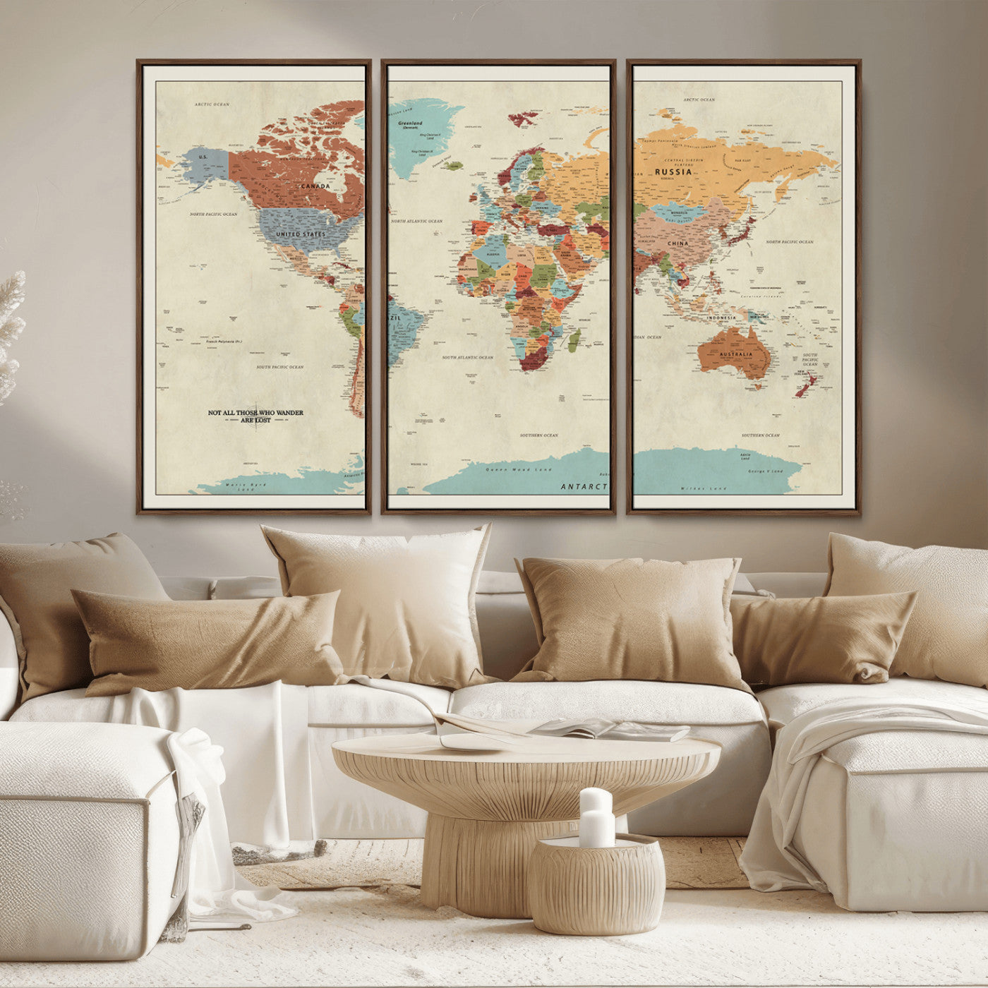 MGV-FC-48X32-3P - Push Pin World Map Canvas Print – Framed Wall Art for Couples to Track Their Travels – Anniversary