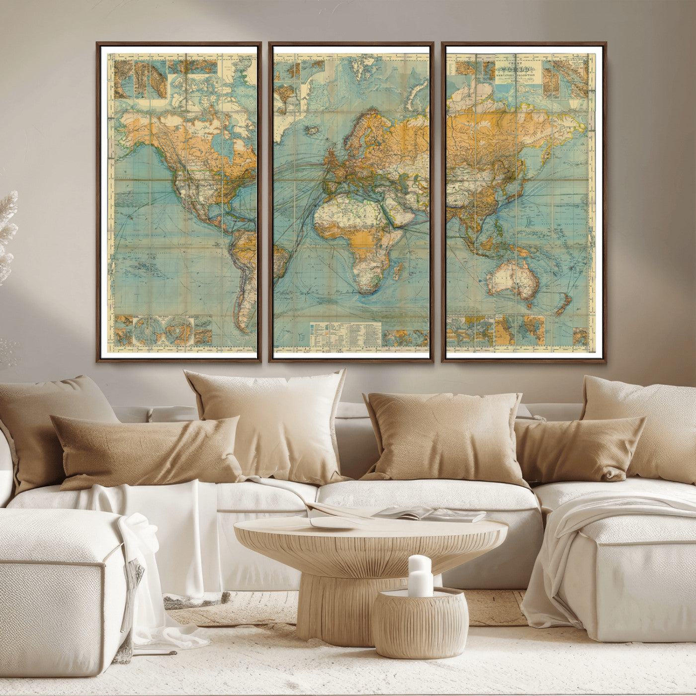 MGV-FC-48X32-3P - Push Pin World Map Canvas Print – Framed Wall Art for Couples to Track Their Travels – Anniversary