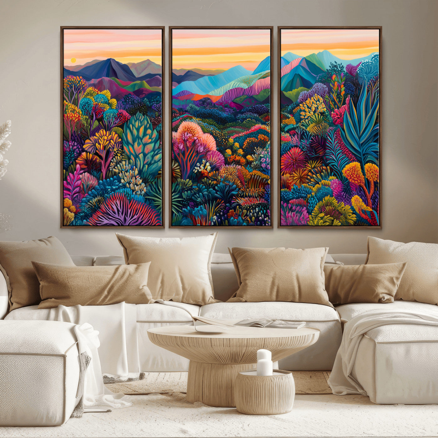 MGV-FC-48X32-3P - Colorful Abstract Landscape Wall Art Print Canvas - Vibrant Modern Decor for Living Room, Office, or