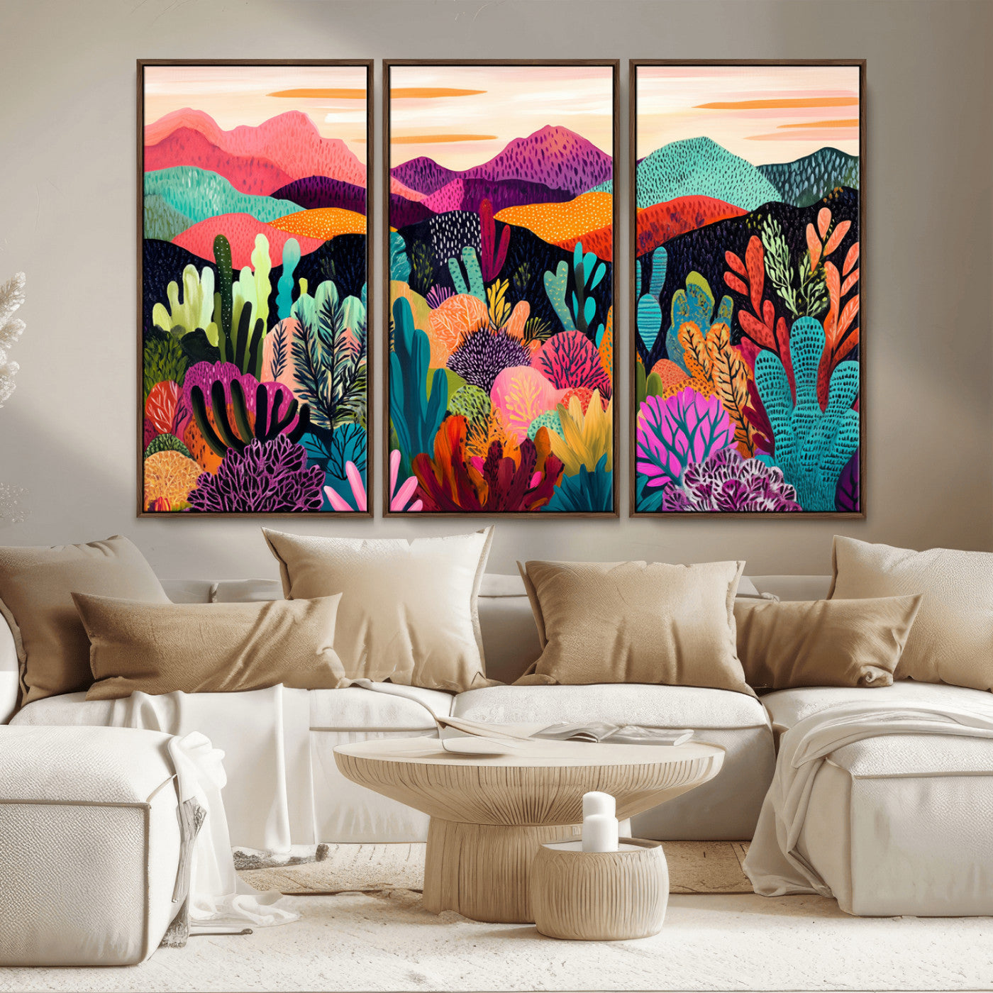 MGV-FC-48X32-3P - Abstract Kusama Print - Landscape Canvas Wall Art Print - Vibrant Modern Decor for Living Room,