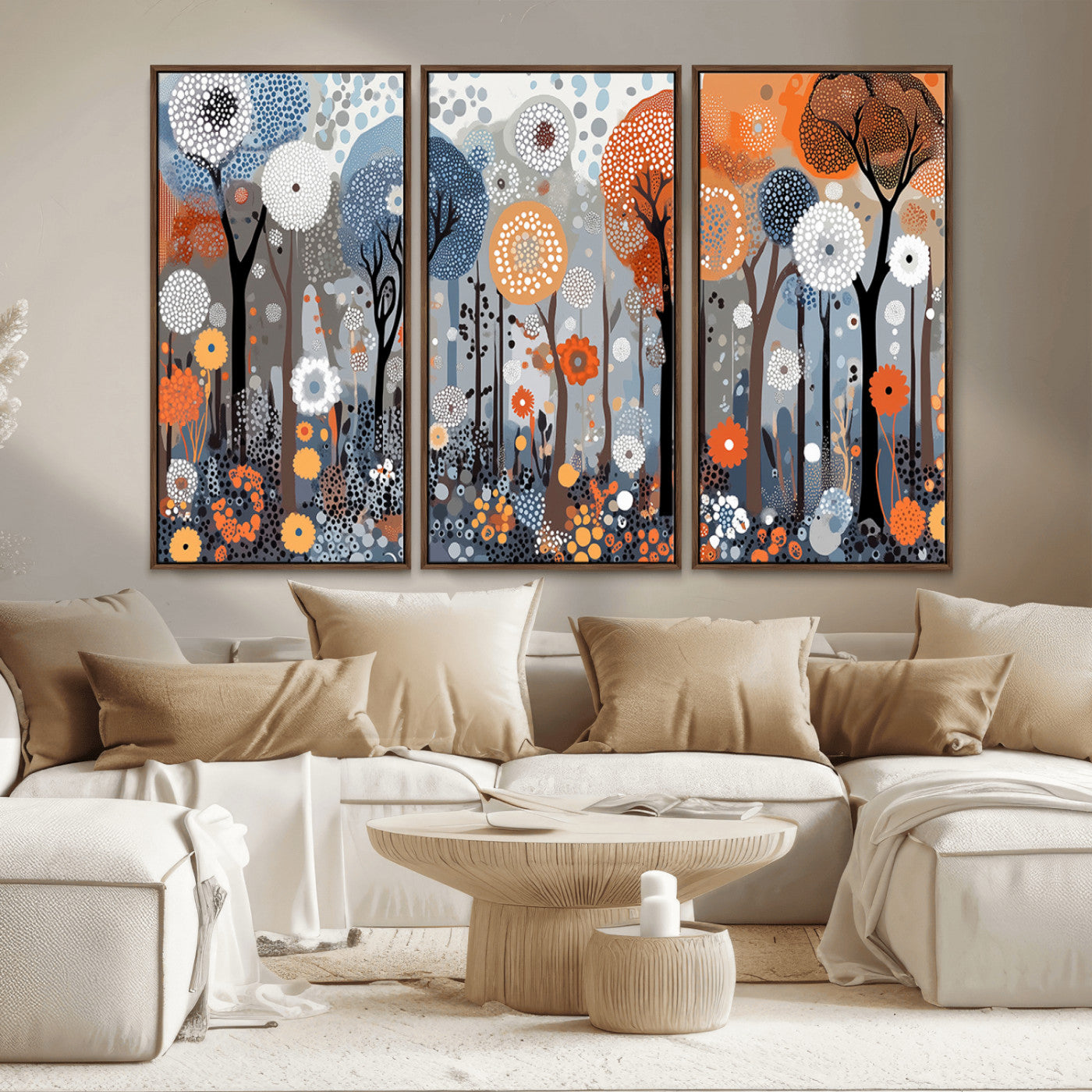 MGV-FC-48X32-3P - Abstract Winter Landscape Canvas Wall Art Print - Large Colorful Nature Wall Decor