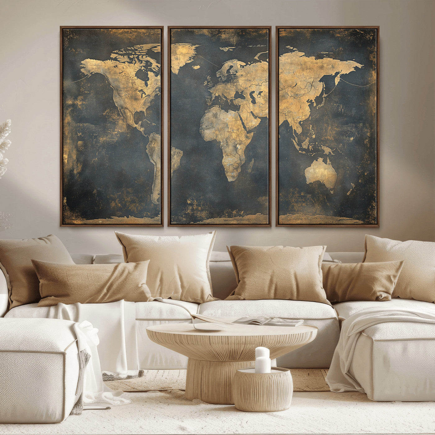 MGV-FC-48X32-3P - Push Pin World Map Canvas Print – Framed Wall Art for Couples to Track Their Travels – Anniversary