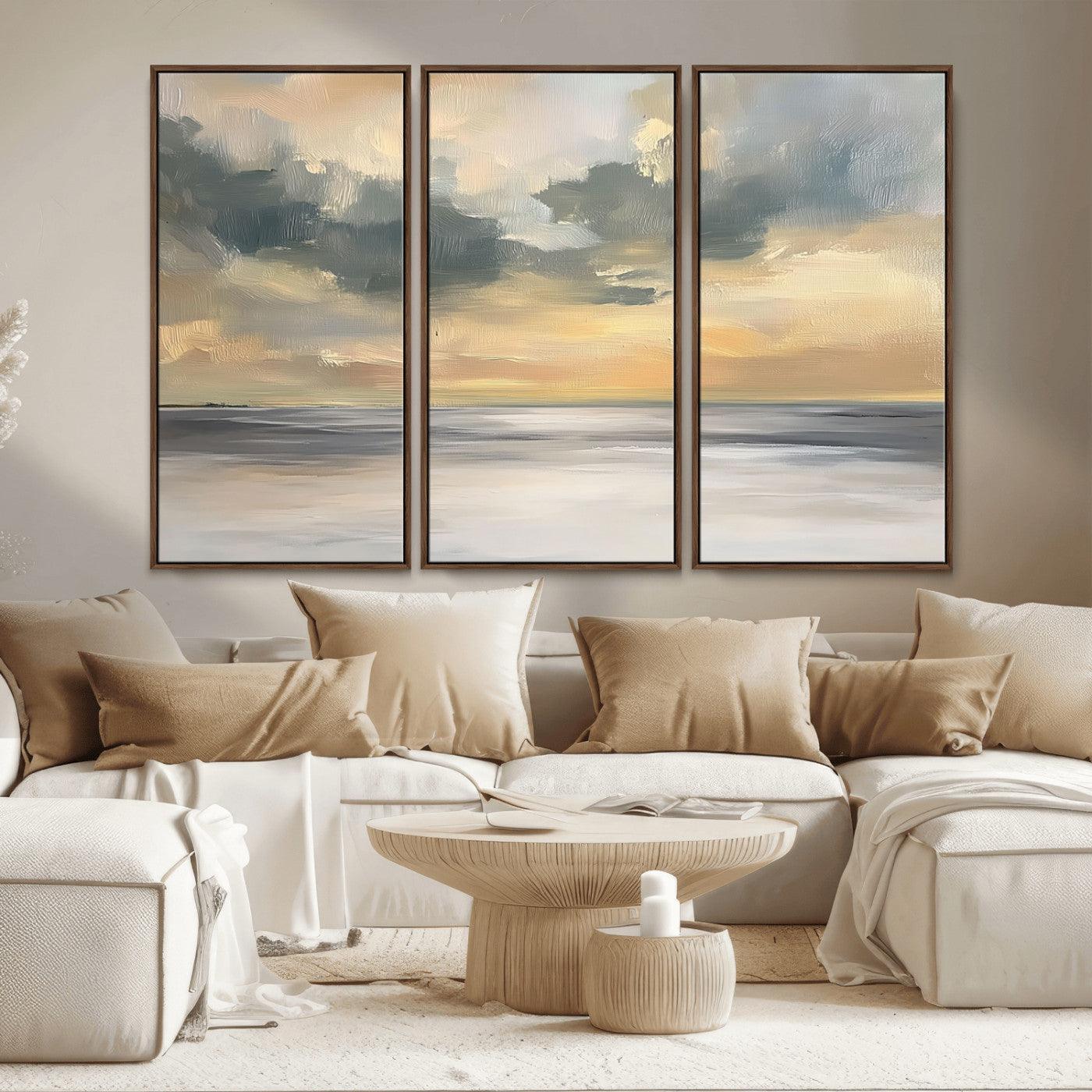 MGV-FC-48X32-3P - Modern Coastal Artwork with Vibrant Abstract Ocean Waves Wall Art Canvas Print for Contemporary