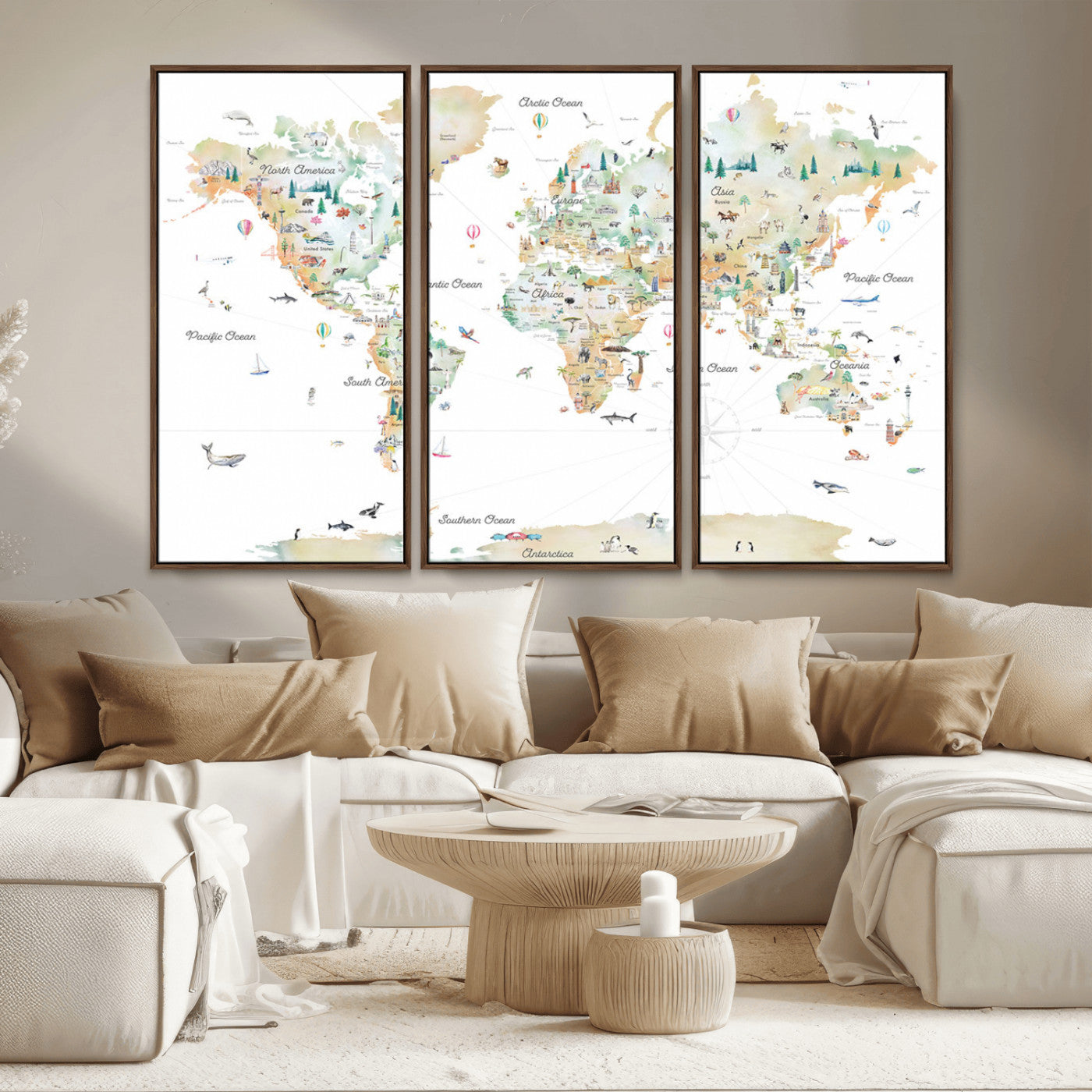 MGV-FC-48X32-3P - Push Pin World Map Canvas Print – Framed Wall Art for Couples to Track Their Travels – Anniversary