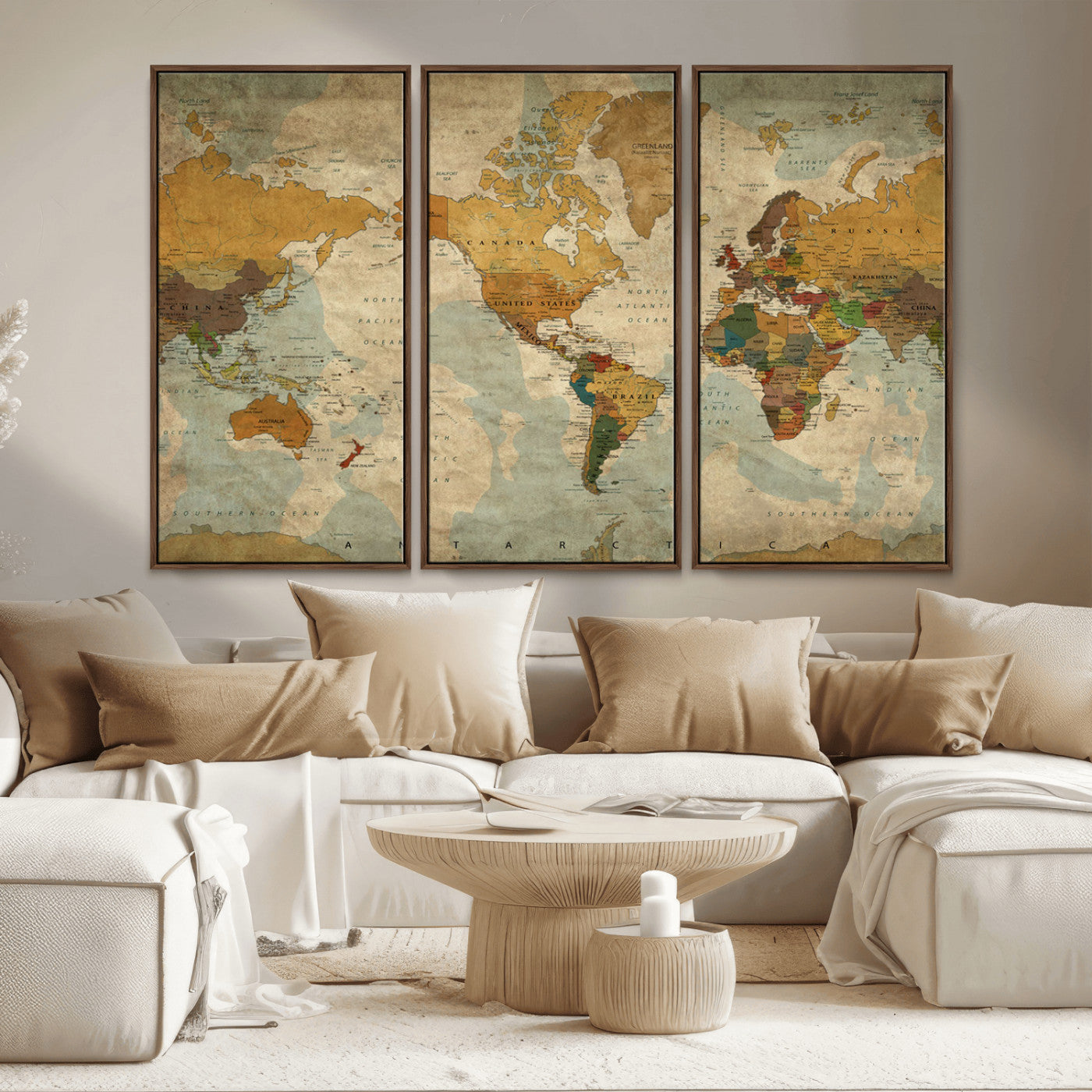 MGV-FC-48X32-3P - Push Pin World Map Canvas Print – Framed Wall Art for Couples to Track Their Travels – Anniversary