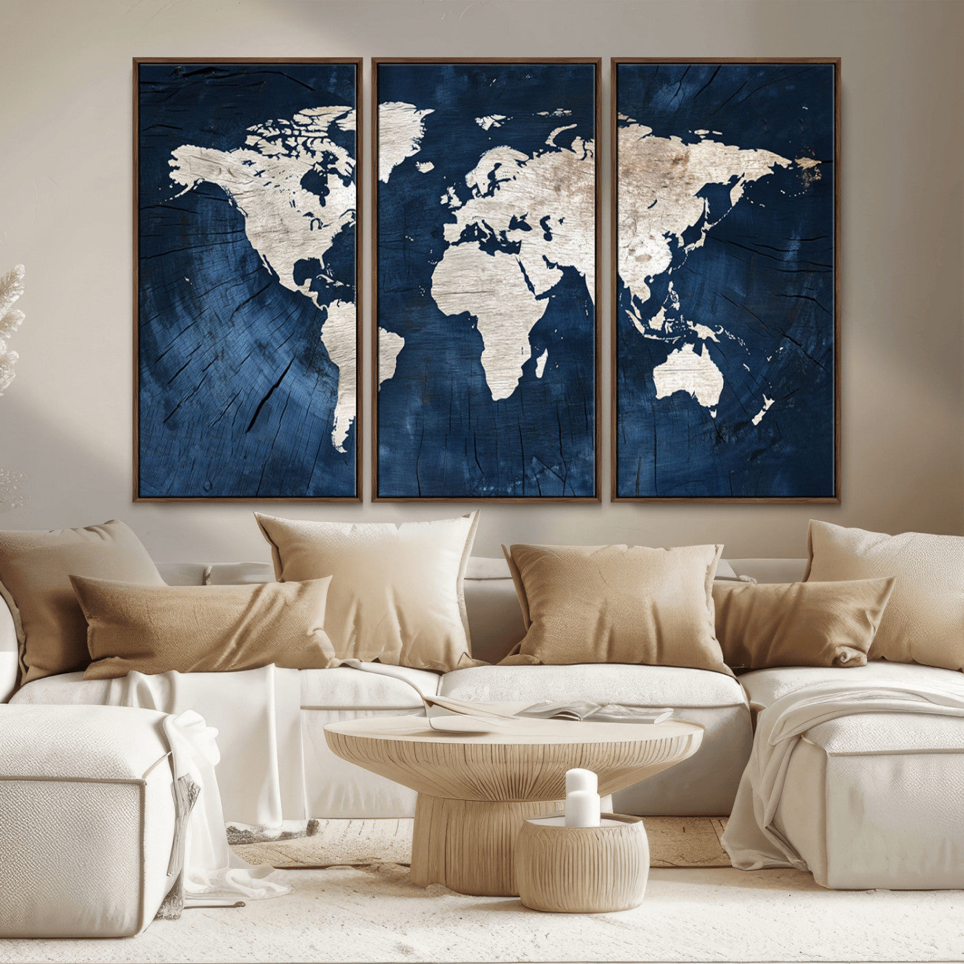 MGV-FC-48X32-3P - Push Pin World Map Canvas Print – Framed Wall Art for Couples to Track Their Travels – Anniversary