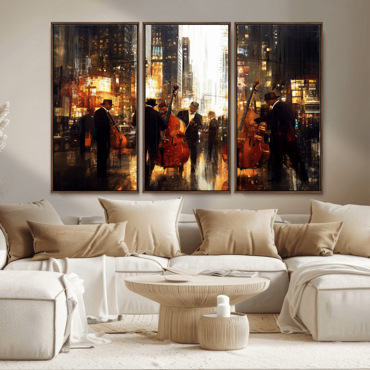 MGV-FC-48X32-3P - Abstract Jazz Art Wall Art Canvas Print - Framed Abstract Music Canvas - Colorful Instrument Poster