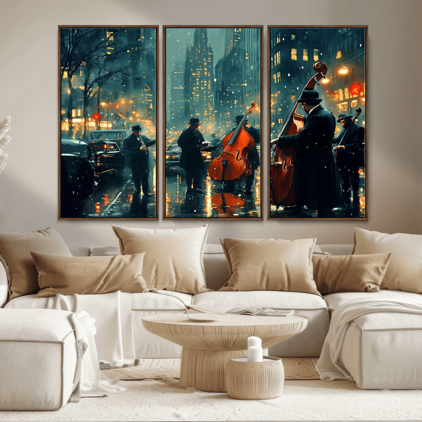 MGV-FC-48X32-3P - African American Jazz Art Print - Framed Abstract Music Canvas - Colorful Instrument Poster for