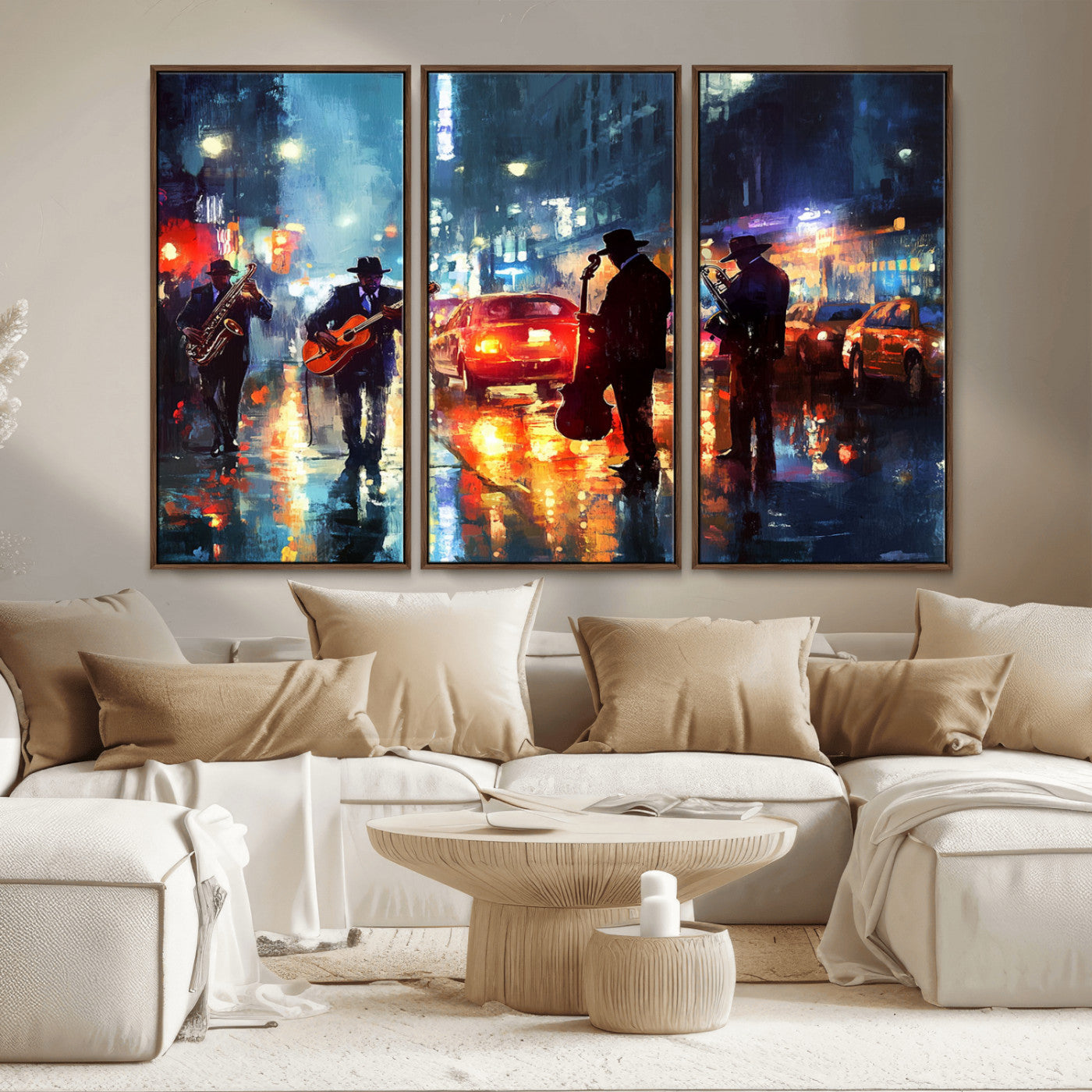 MGV-FC-48X32-3P - African American Jazz Canvas - Abstract Music Wall Art Print - Abstract Jazz Wall Art Framed Prints