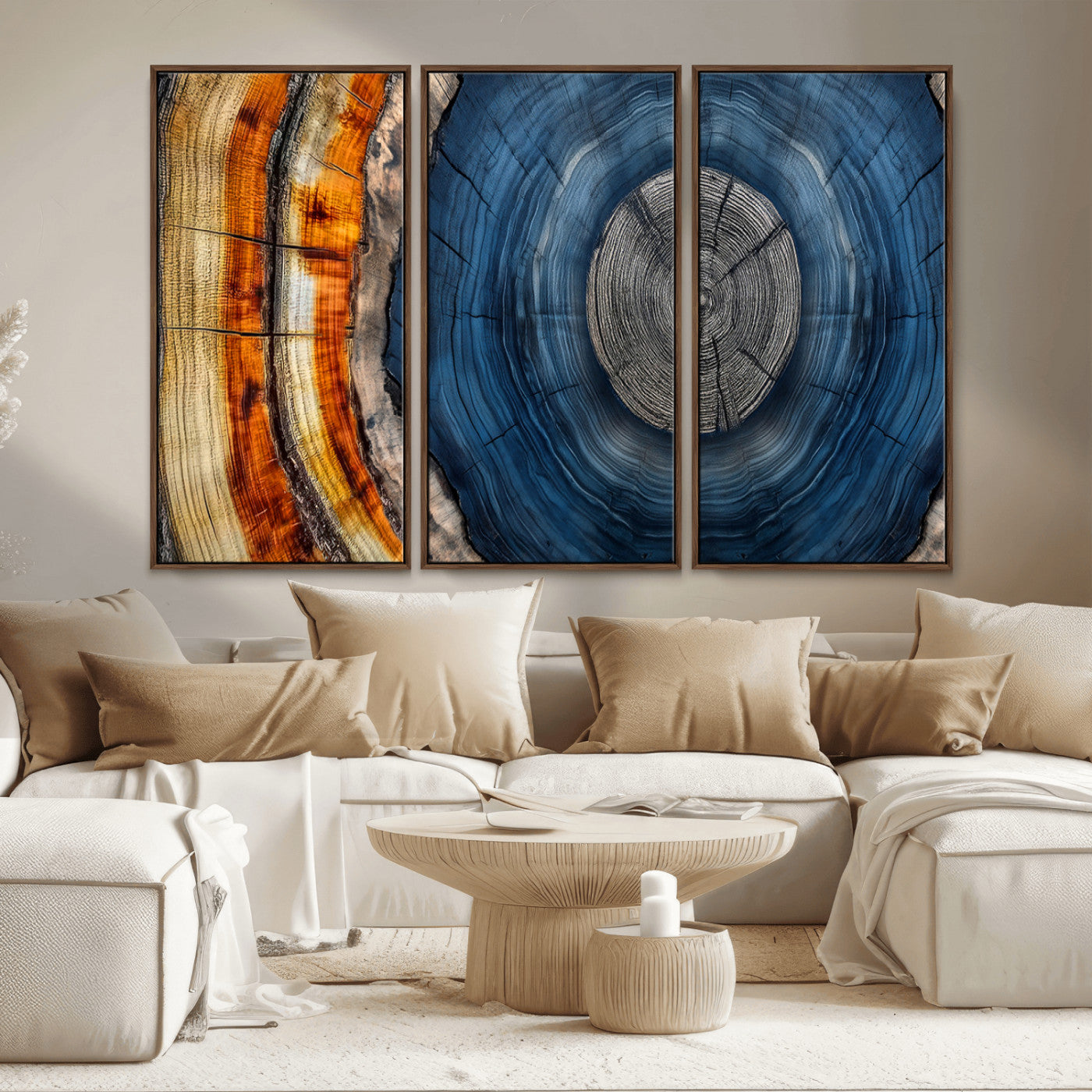 84489410-MGV-CV-36X24-Abstract Framed Tree Rings Wall Decor, Wood Grain Rings Artwork Print, Nature Woodland Modern Wall Decor for Barn Wall, Farmhouse Decor