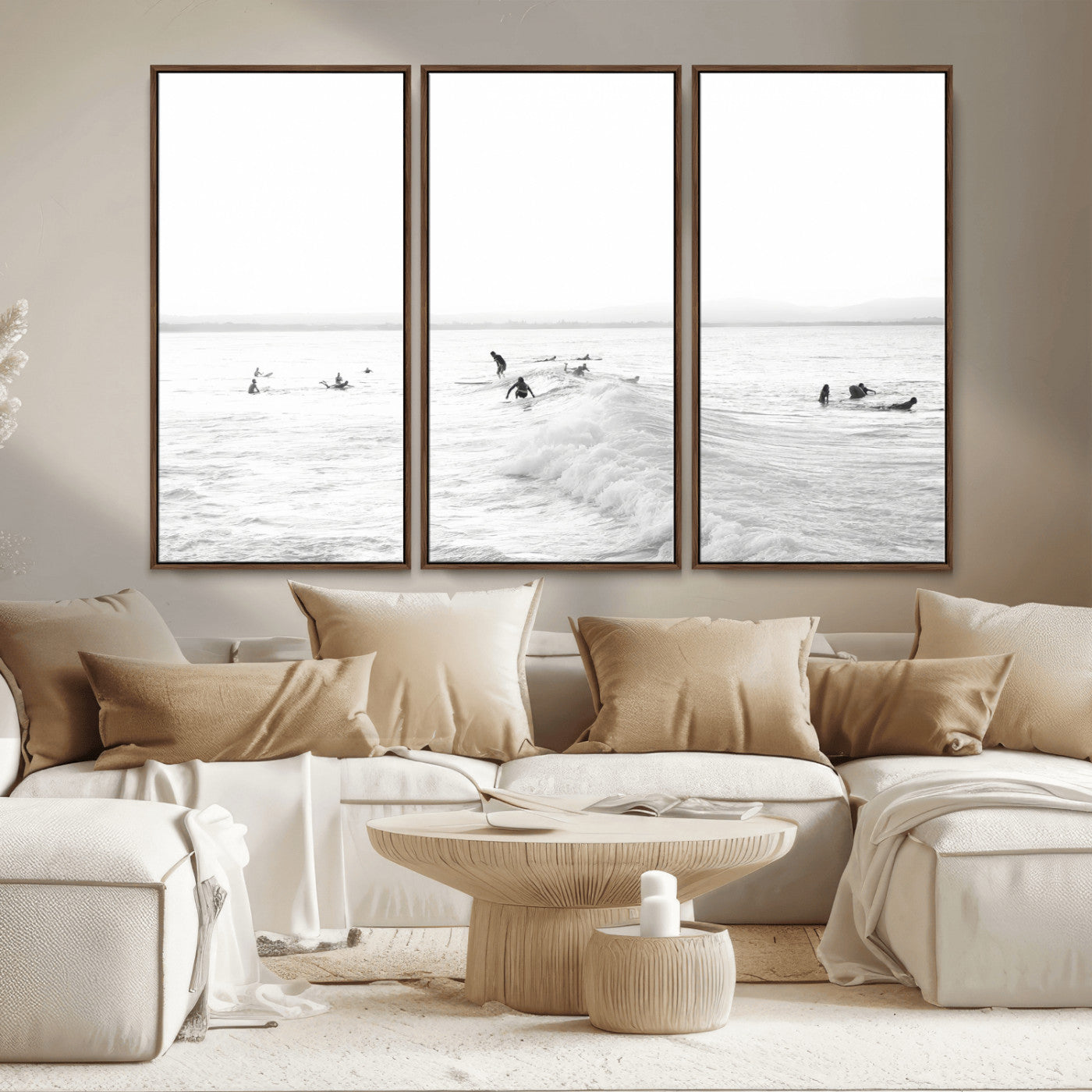 33449548-MGV-CV-36X24 - Surf Crowd Motion Wall Art – Active Surfers & Ocean Waves Canvas Print, Dynamic Water and Coastal Horizon for Living Room or Sea Adventure Decor