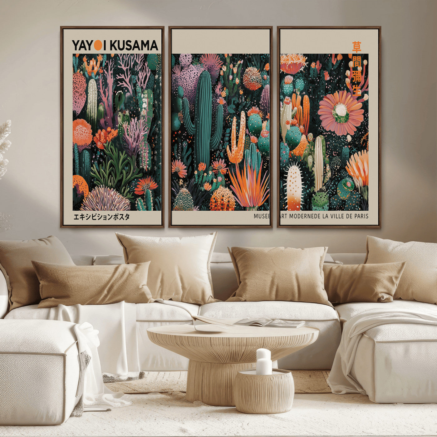 MGV-FC-48X32-3P - Yayoi Kusama Art Print, Yayoi Kusama Canvas Wall Art, Abstract Mount Fuji Canvas Print, Japanese