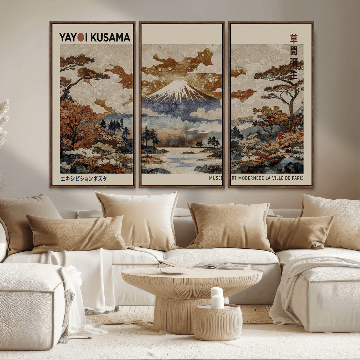 MGV-FC-48X32-3P - Yayoi Wall Art: Transform Your Space, Modern Japanese Wall Art Print Yayoi Kusama Canvas Wall Art