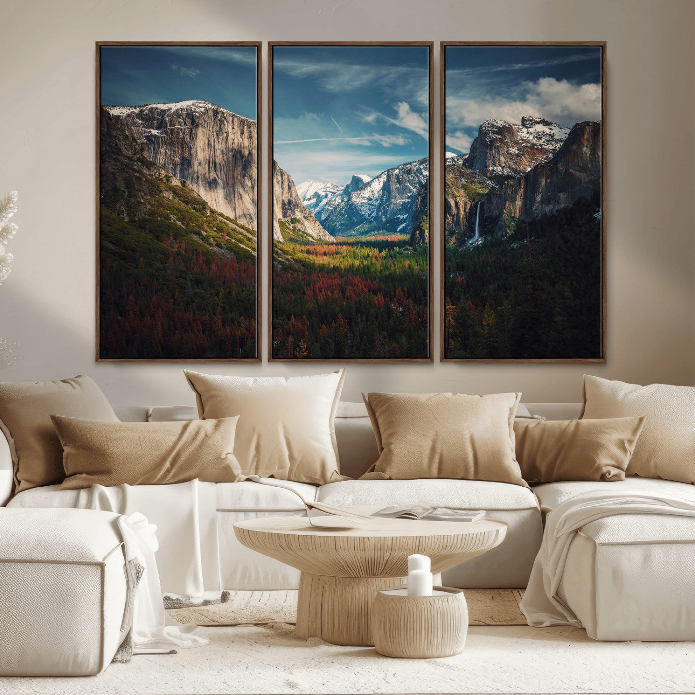 MGV-FC-48X32-3P - Yosemite National Park Wall Art Canvas Print, Framed Mountain Landscape Art Picture Print, El Capitan Perfect Rustic Farmhouse Decor Artwork