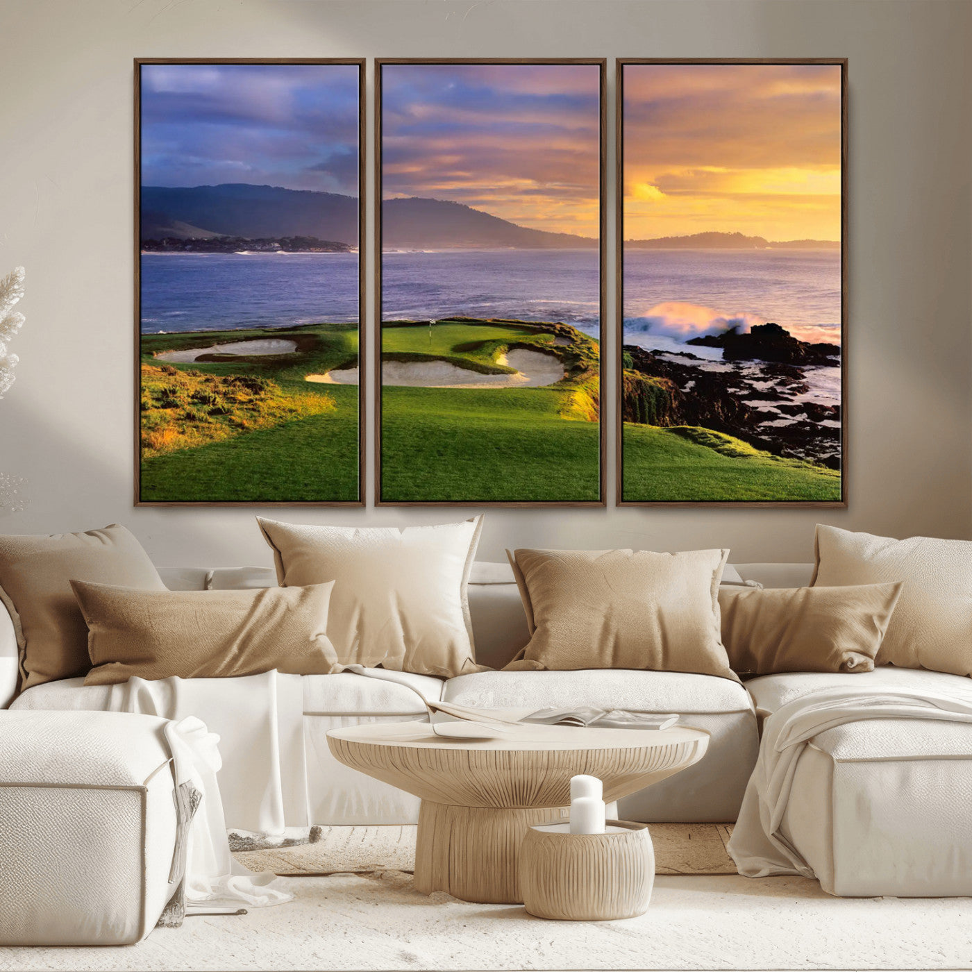 73699248-MGV-CV-36X24-Pebble Beach Golf Links Wall Art Canvas Print – Iconic Coastal Golf Course Artwork, Perfect for Office, Man Cave, or Golf Lover’s Decor