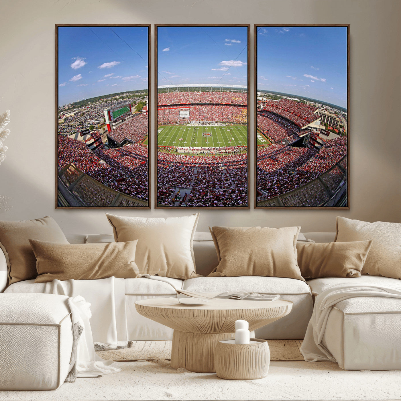 29492070-MGV-FC-48X32-3P - William Brice Stadium Wall Art Canvas Print – Stadium Crowd Sports Field Outdoor Event Football Game Artwork for Home Office