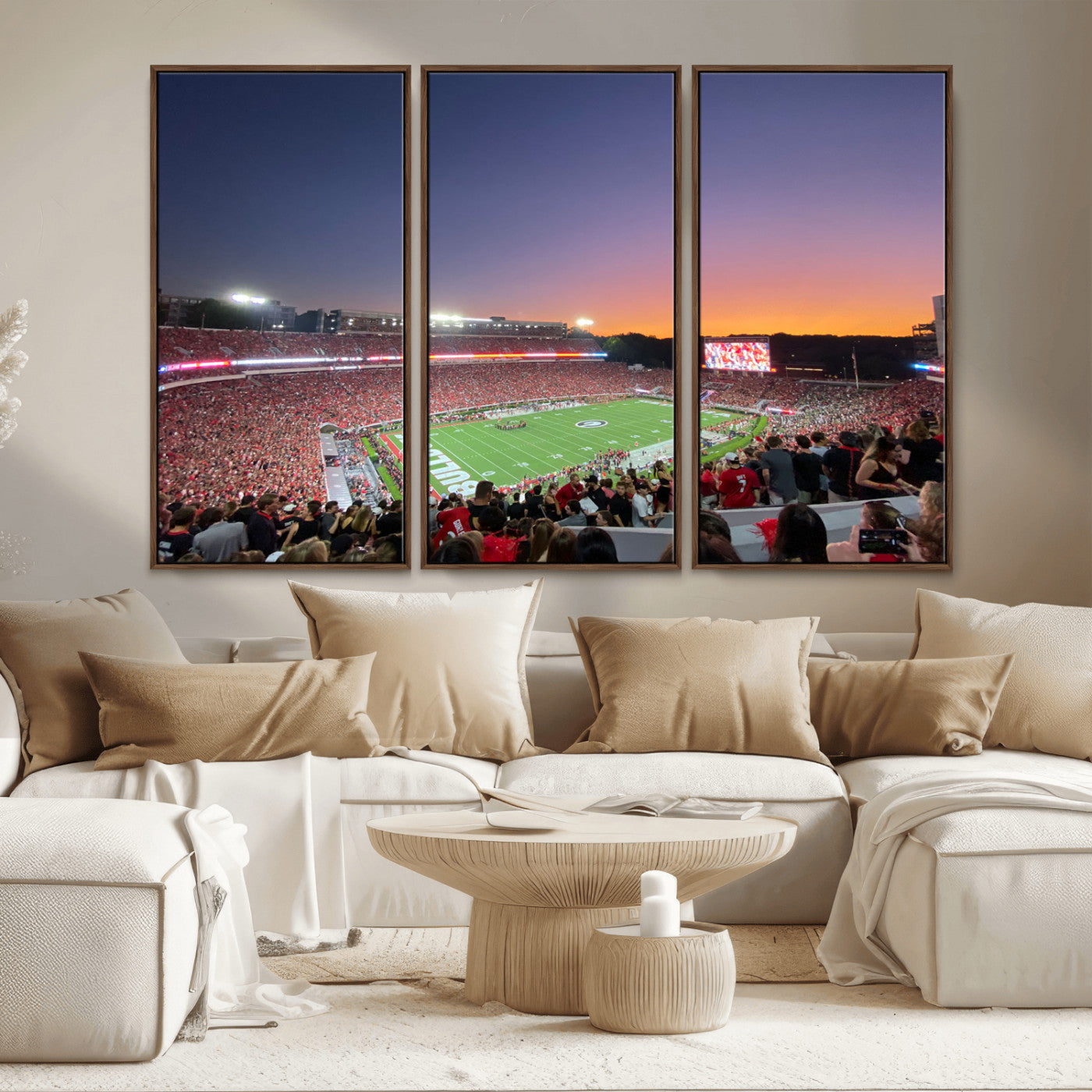 25139565-MGV-CV-48X32-3P-Dooley Stadium Wall Art Print, Sports Arena Canvas Wall Art, Dooley Field at Sanford Stadium Canvas Print, Modern Athletic Field Art Printing