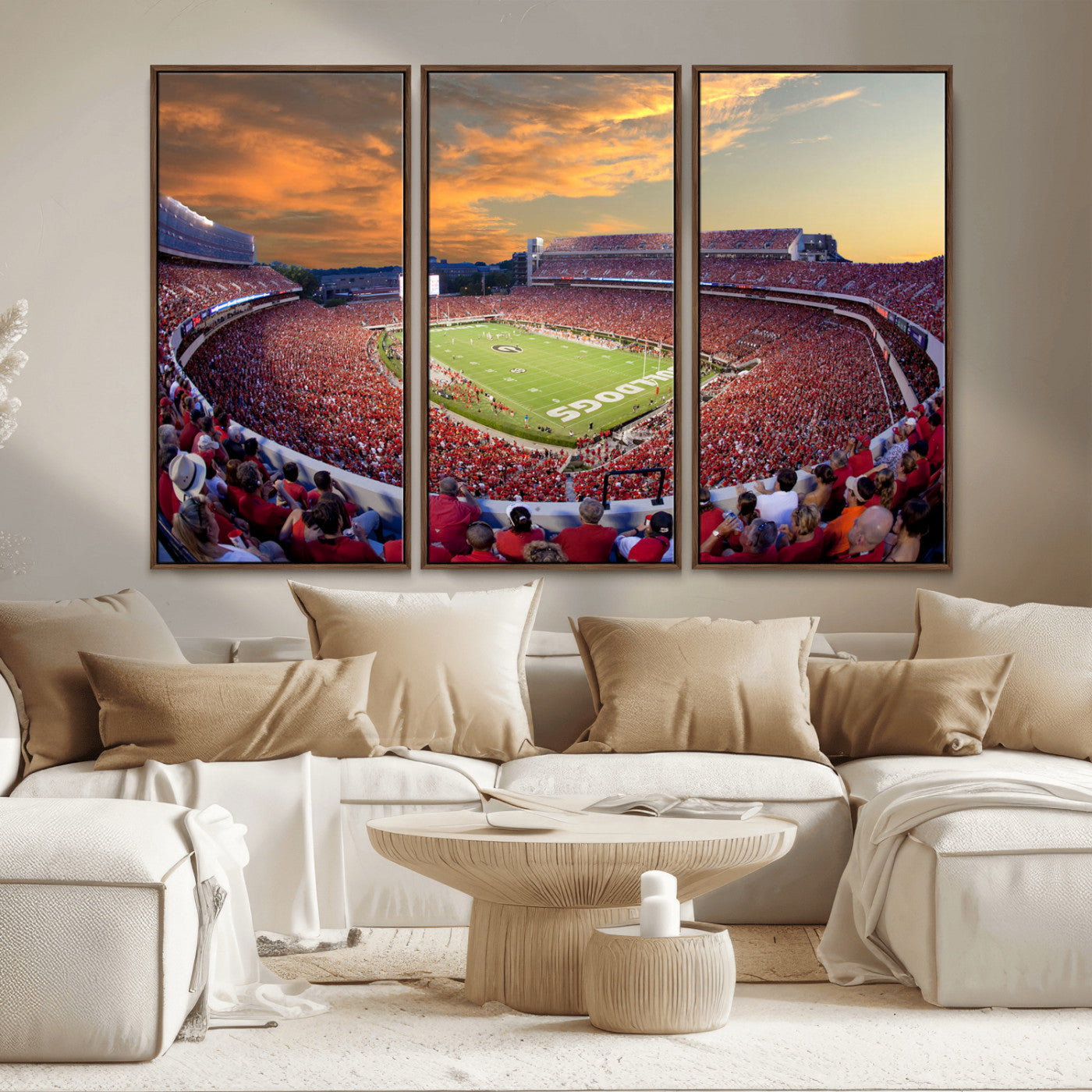73680988-MGV-CV-48X32-3P-Dooley Stadium Wall Art Print, Sports Arena Canvas Wall Art, Dooley Field at Sanford Stadium Canvas Print, Modern Athletic Field Art Printing