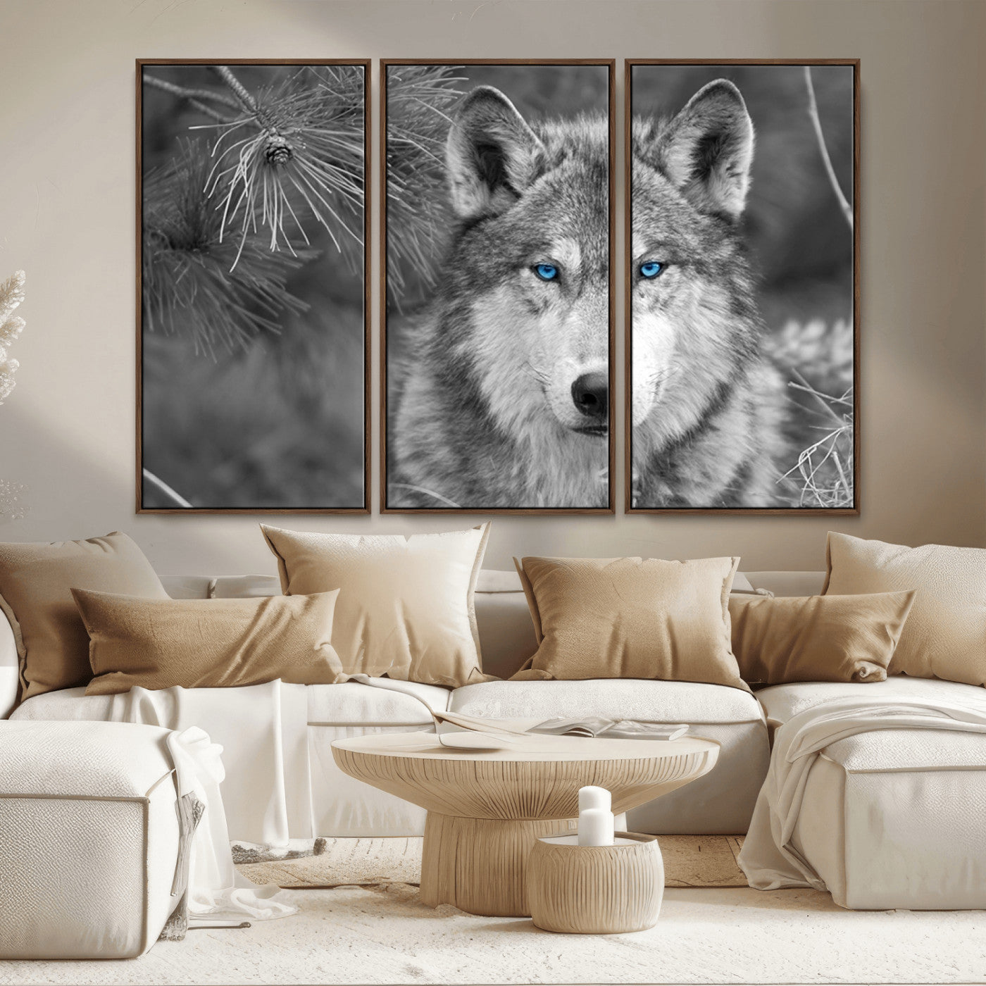 MGV-FC-48X32-3P - Wild Wolf Blue Eye Wall Art Canvas Print