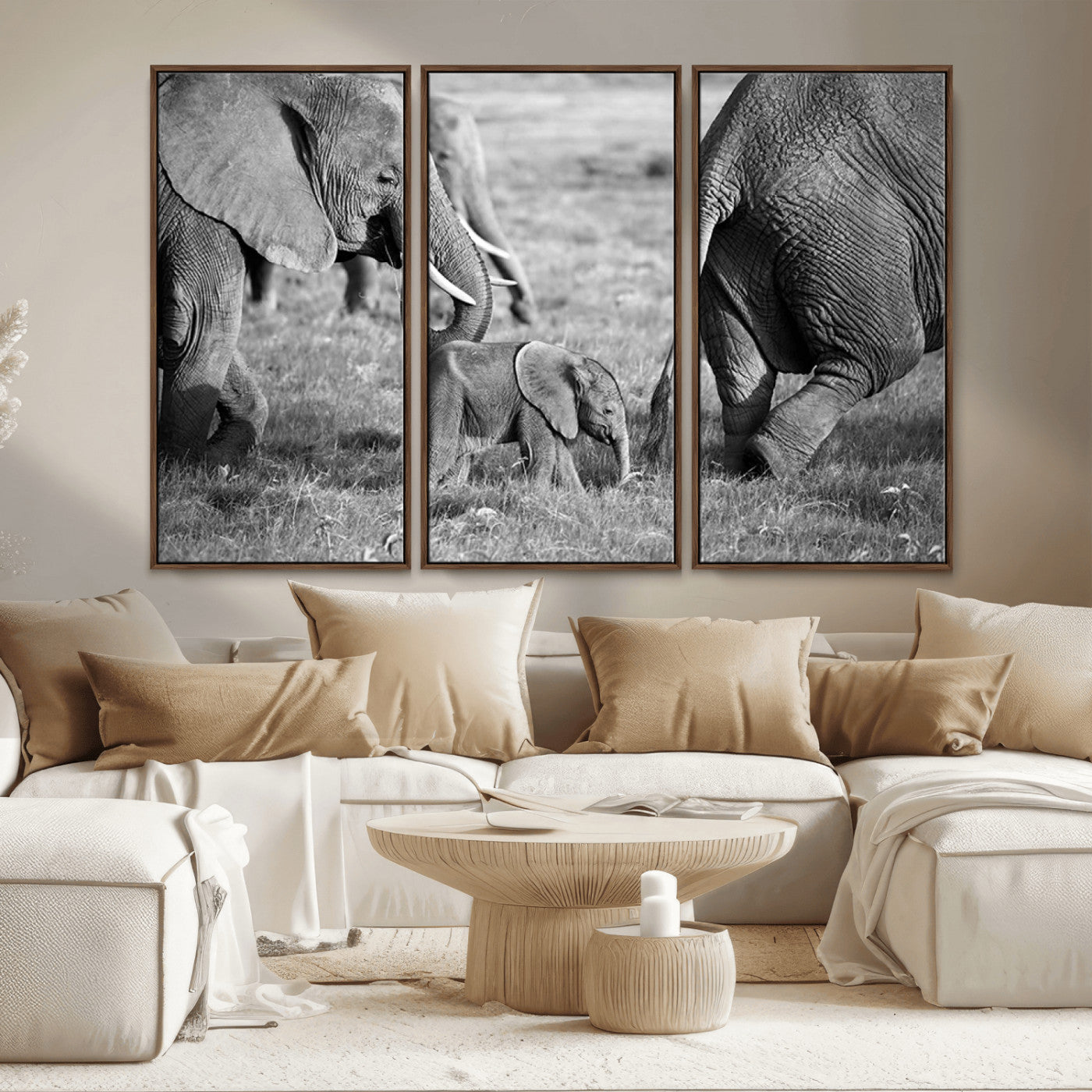 MGV-FC-48X32-3P - Wild Elephant Wall Art Canvas Print