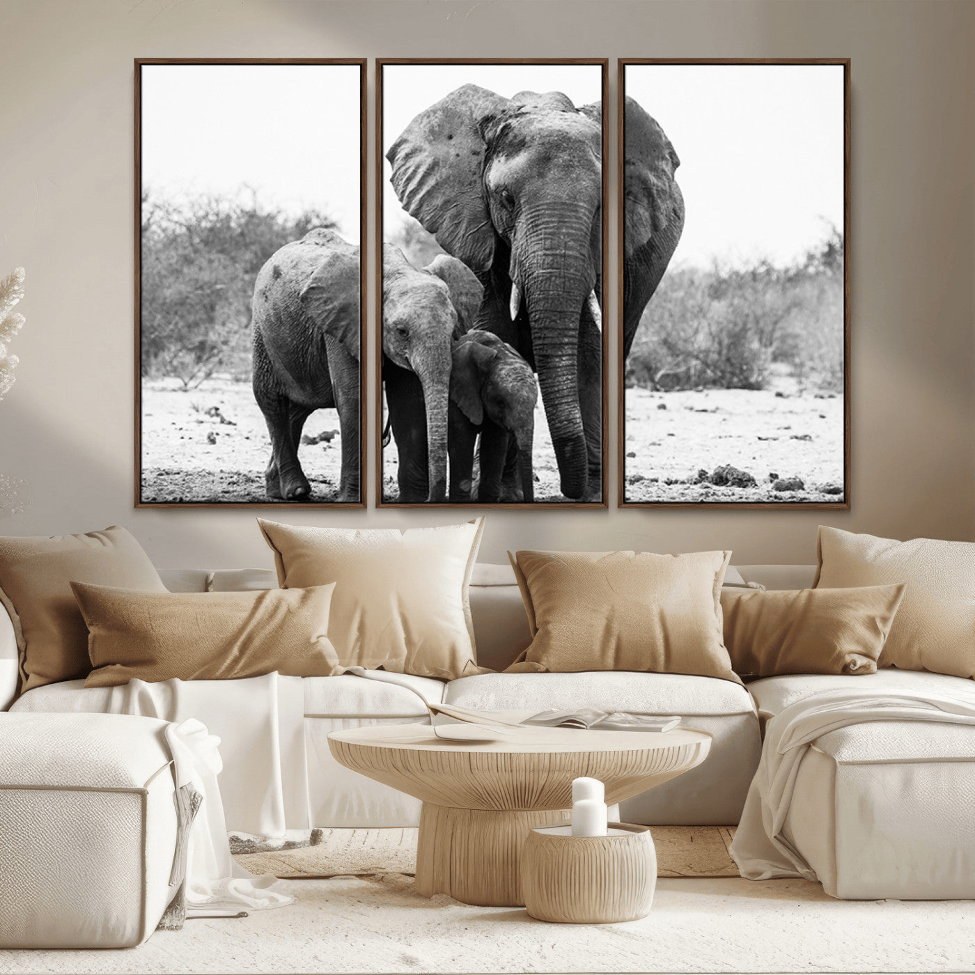 MGV-FC-48X32-3P - Elephant Family Africa Wall Art Canvas Print