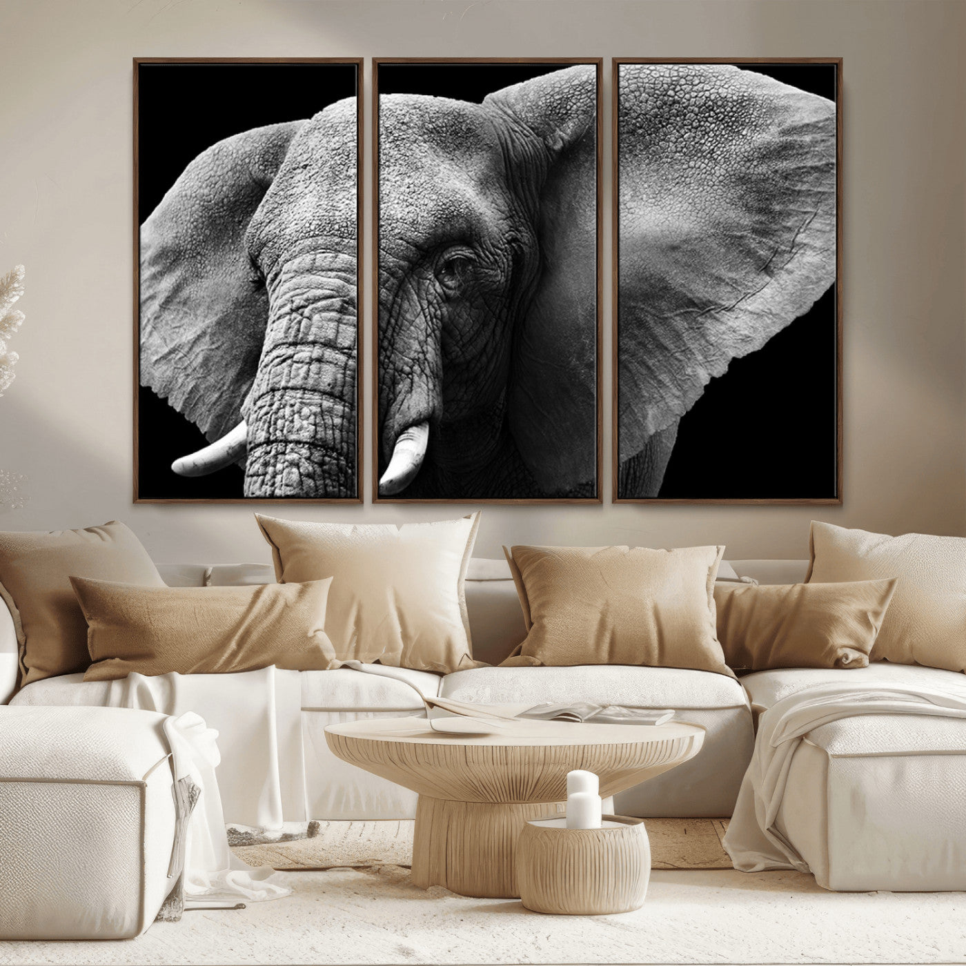 MGV-FC-48X32-3P - Big Elephant Close Up Wall Art Canvas Print