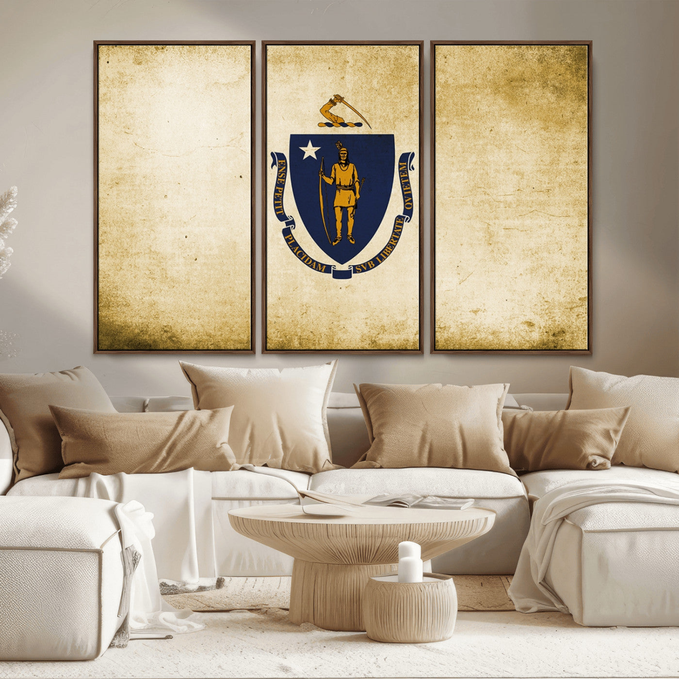 MGV-FC-48X32-3P - Massachusetts Flag Wall Art Canvas Print