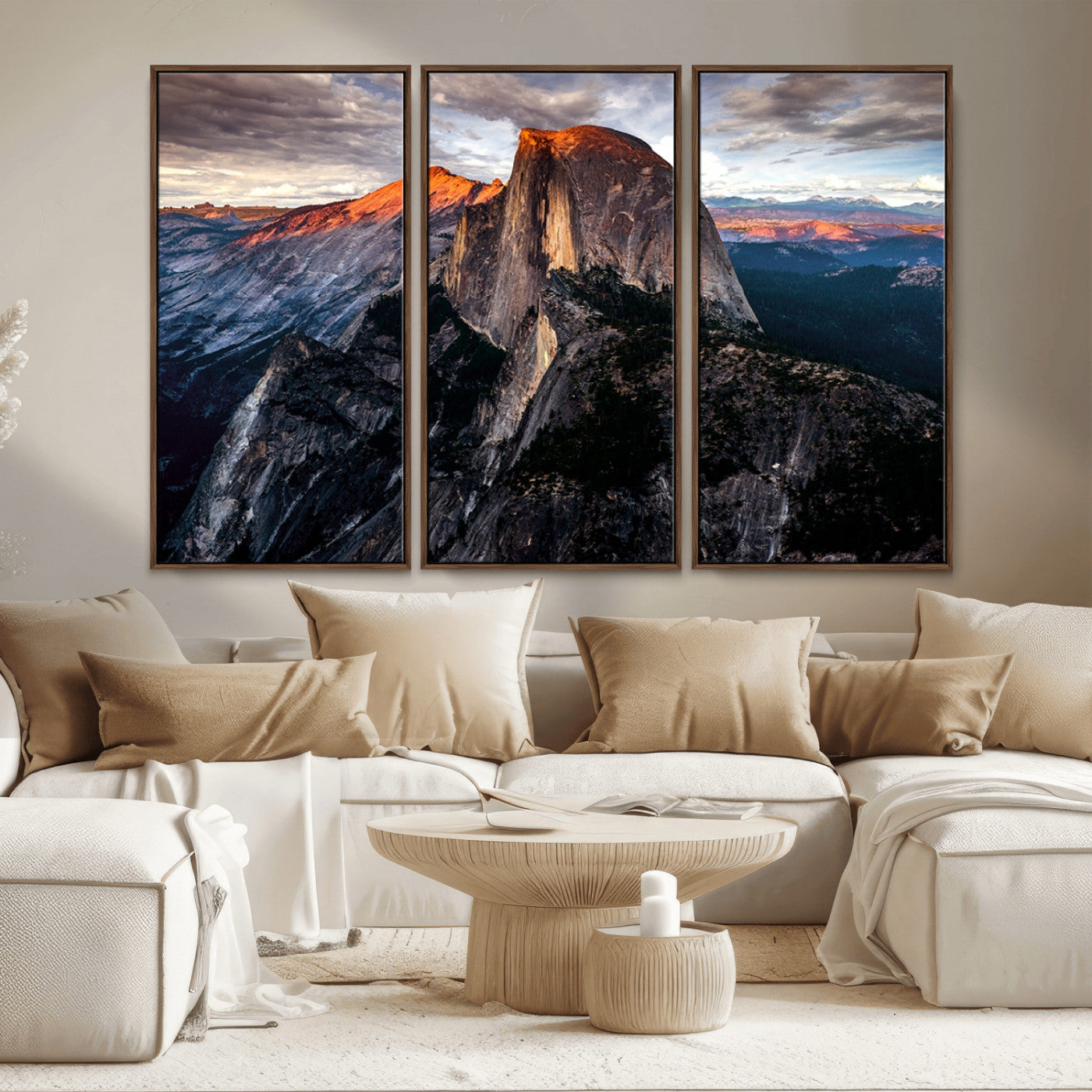 MGV-FC-48X32-3P - Half Dome Wall Art Print - Yosemite Majestic Triptych Landscape Print – National Park Nature Decor