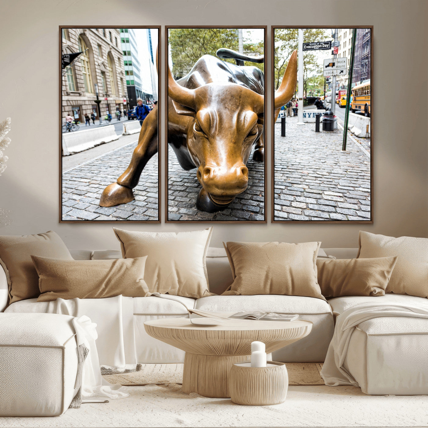 MGV-FC-48X32-3P - Charging Bull Wall Art Canvas Print