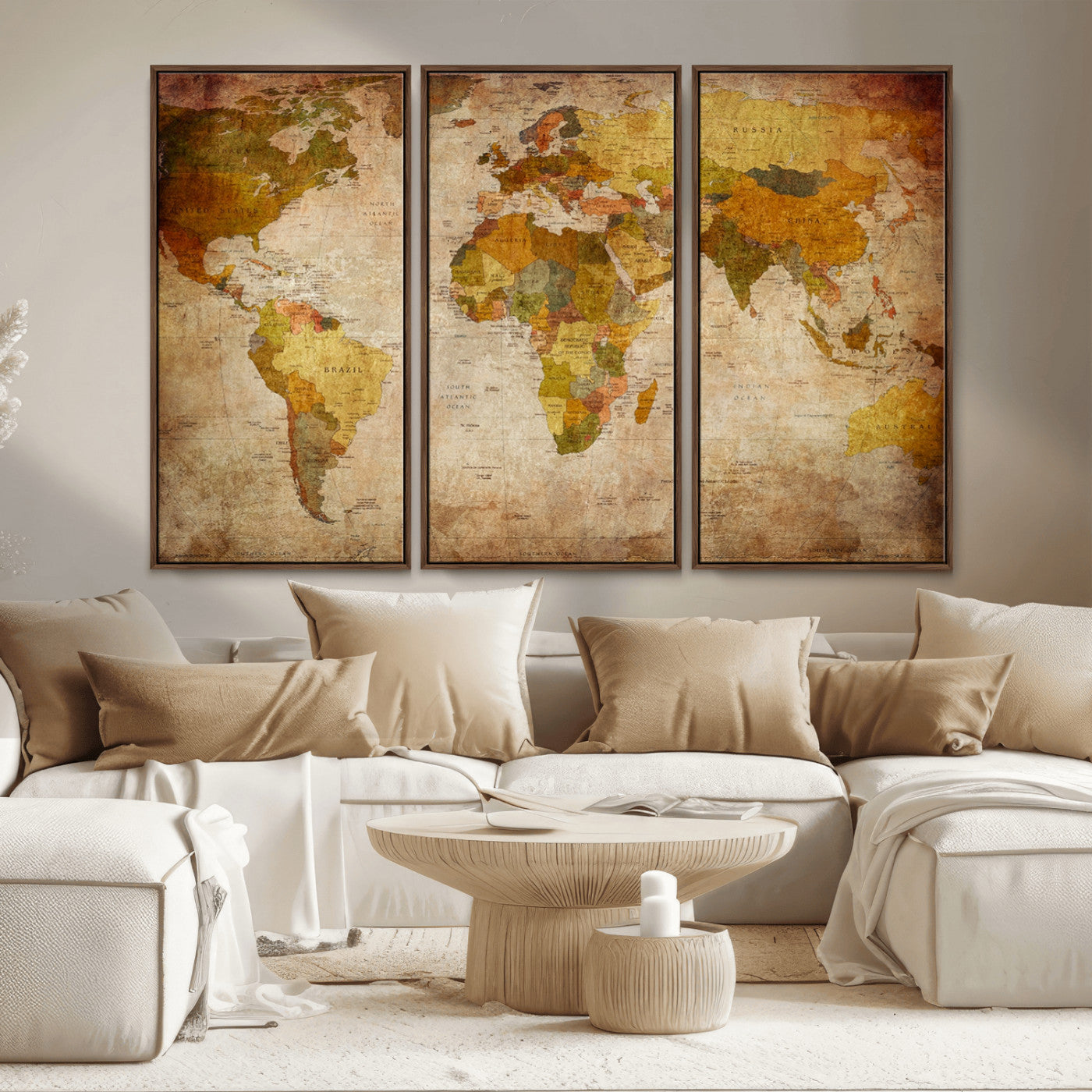 MGV-FC-48X32-3P - Push Pin World Map Canvas Print – Framed Wall Art for Couples to Track Their Travels – Anniversary