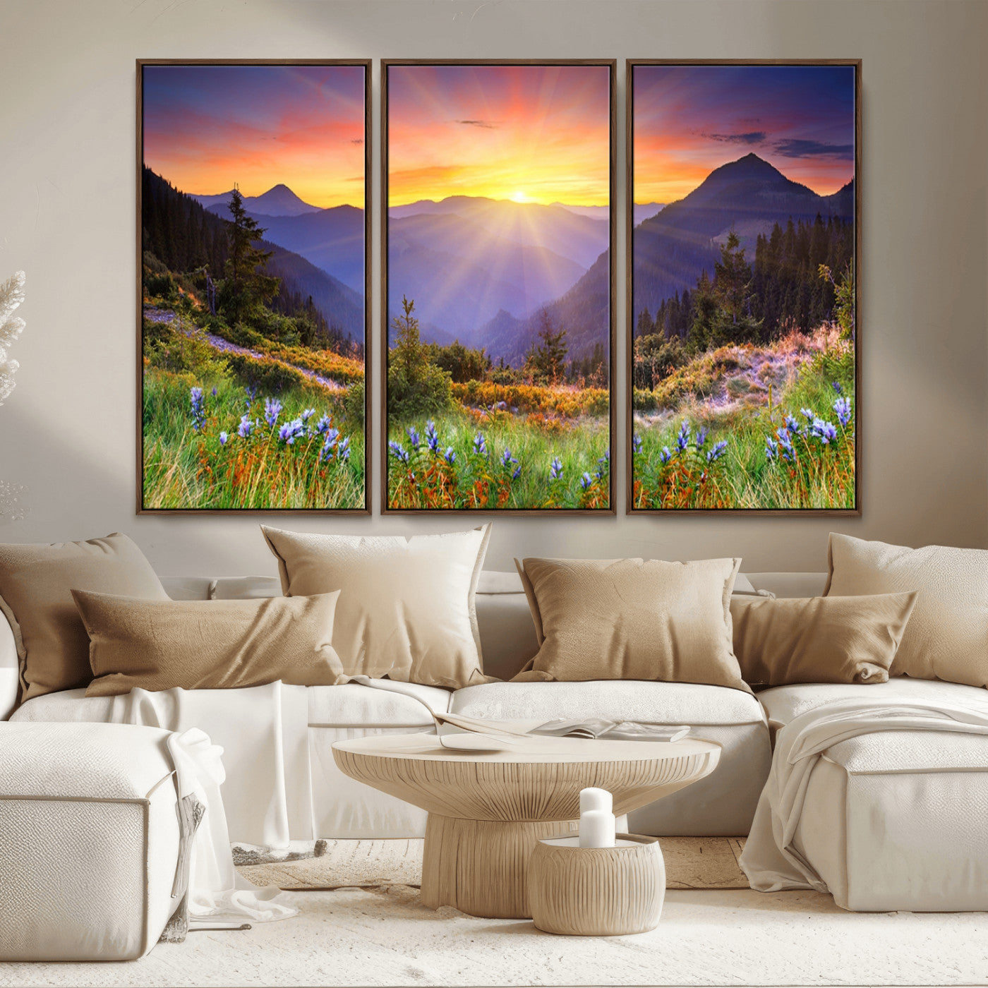 MGV-FC-48X32-3P - Mountain and Spring Wall Art Canvas Print