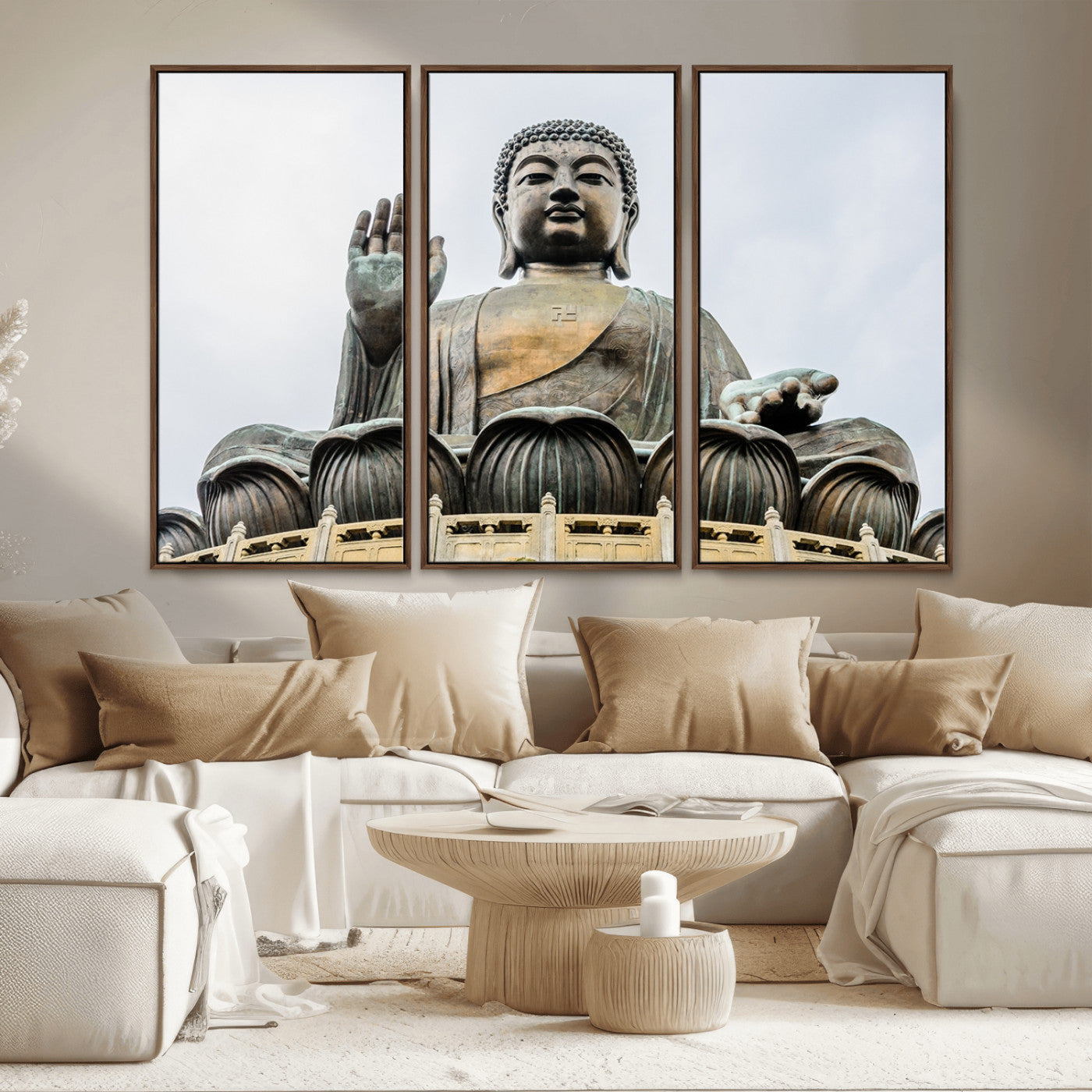 MGV-FC-48X32-3P - Buddha Statue Wall Art Canvas Print